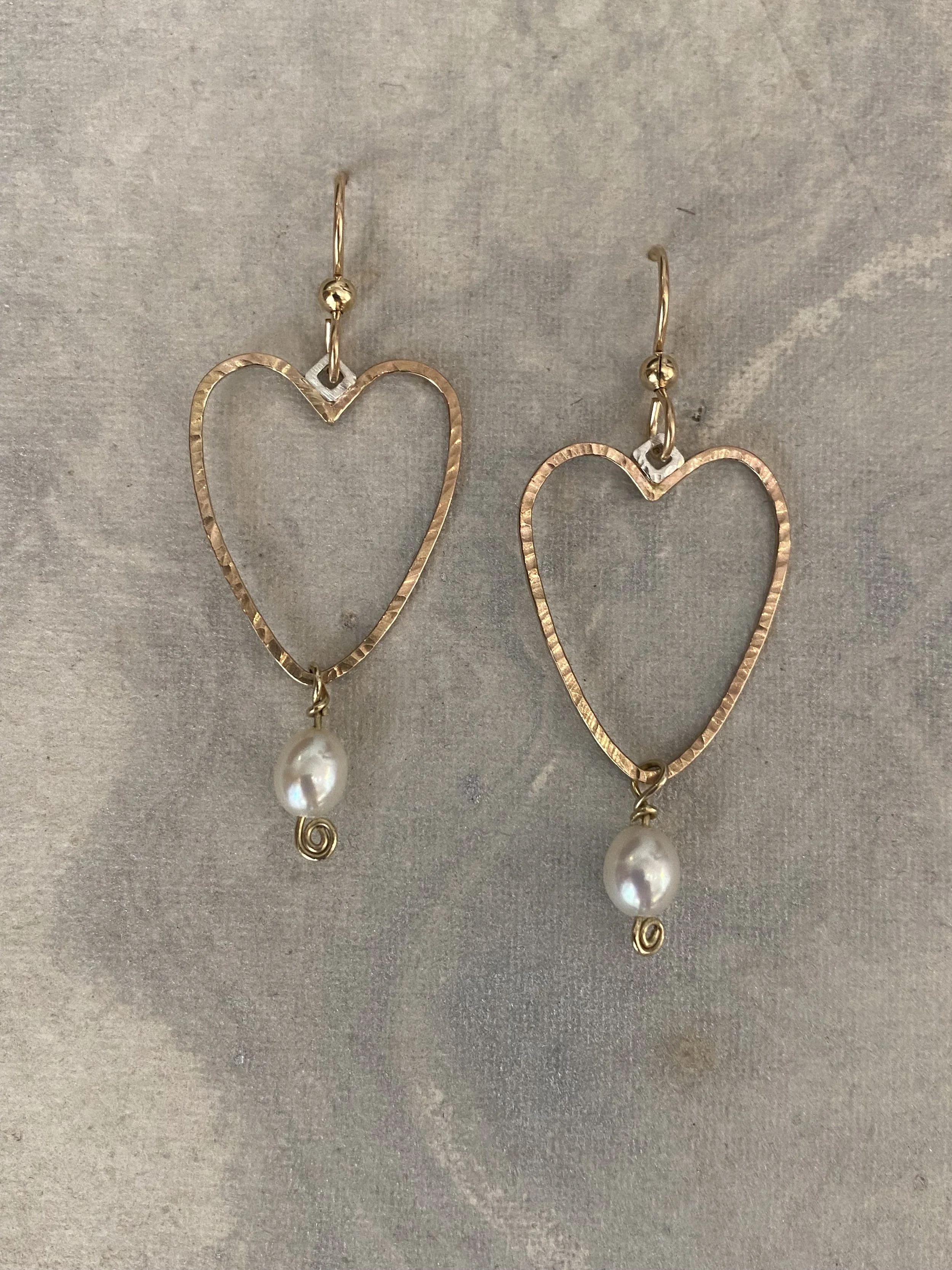 Golden Hearts Pearl Earrings
