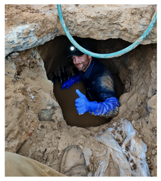 Michael Anderson completing difficult underground field work