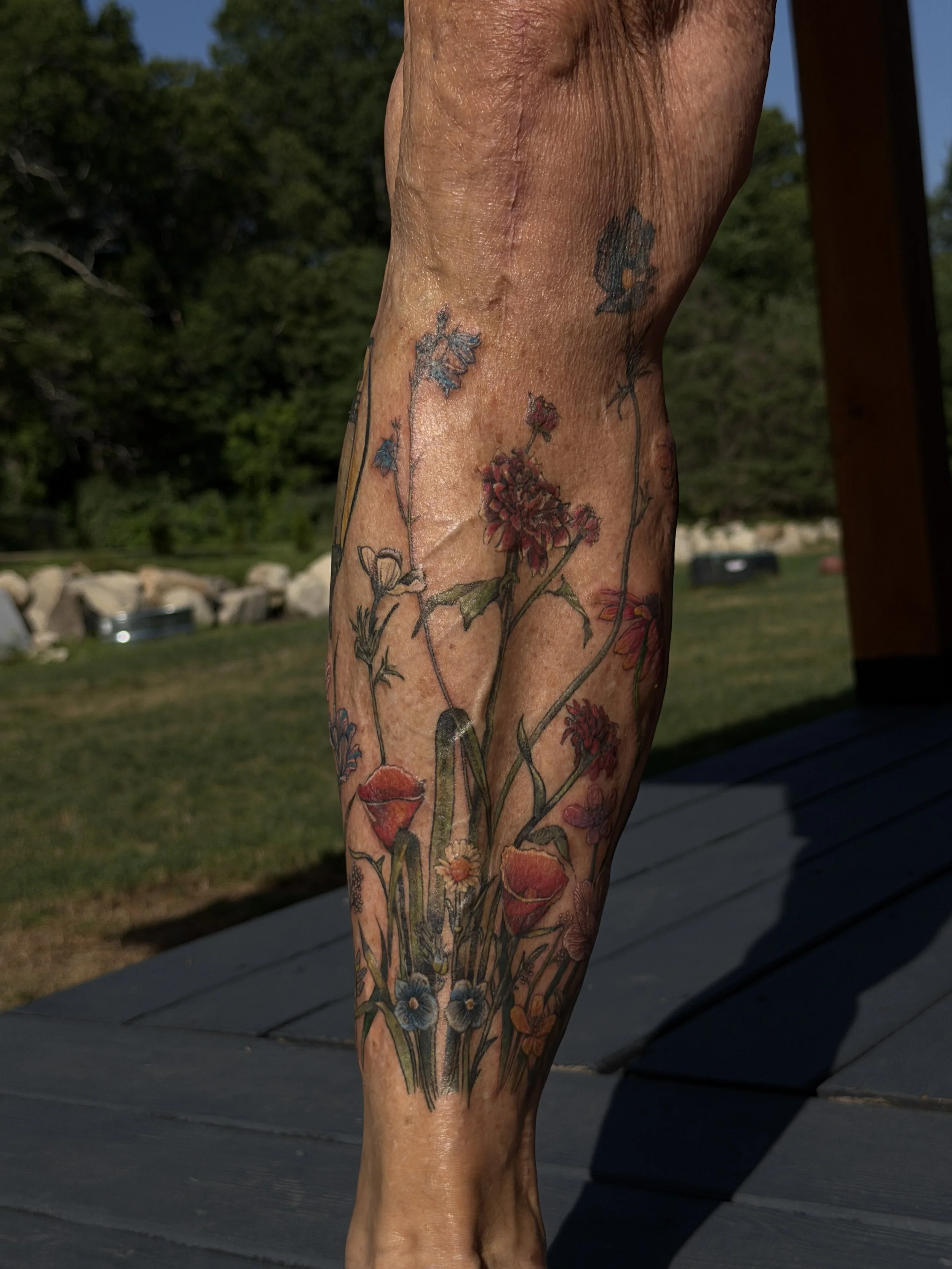 Wildflowers Front of Leg