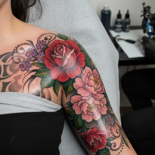 Floral Cover Up Tattoos