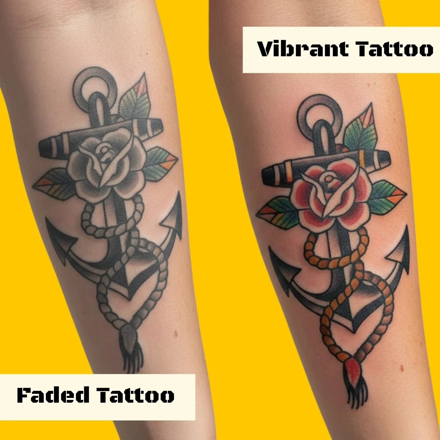 vibrant tattoo vs faded tattoo
