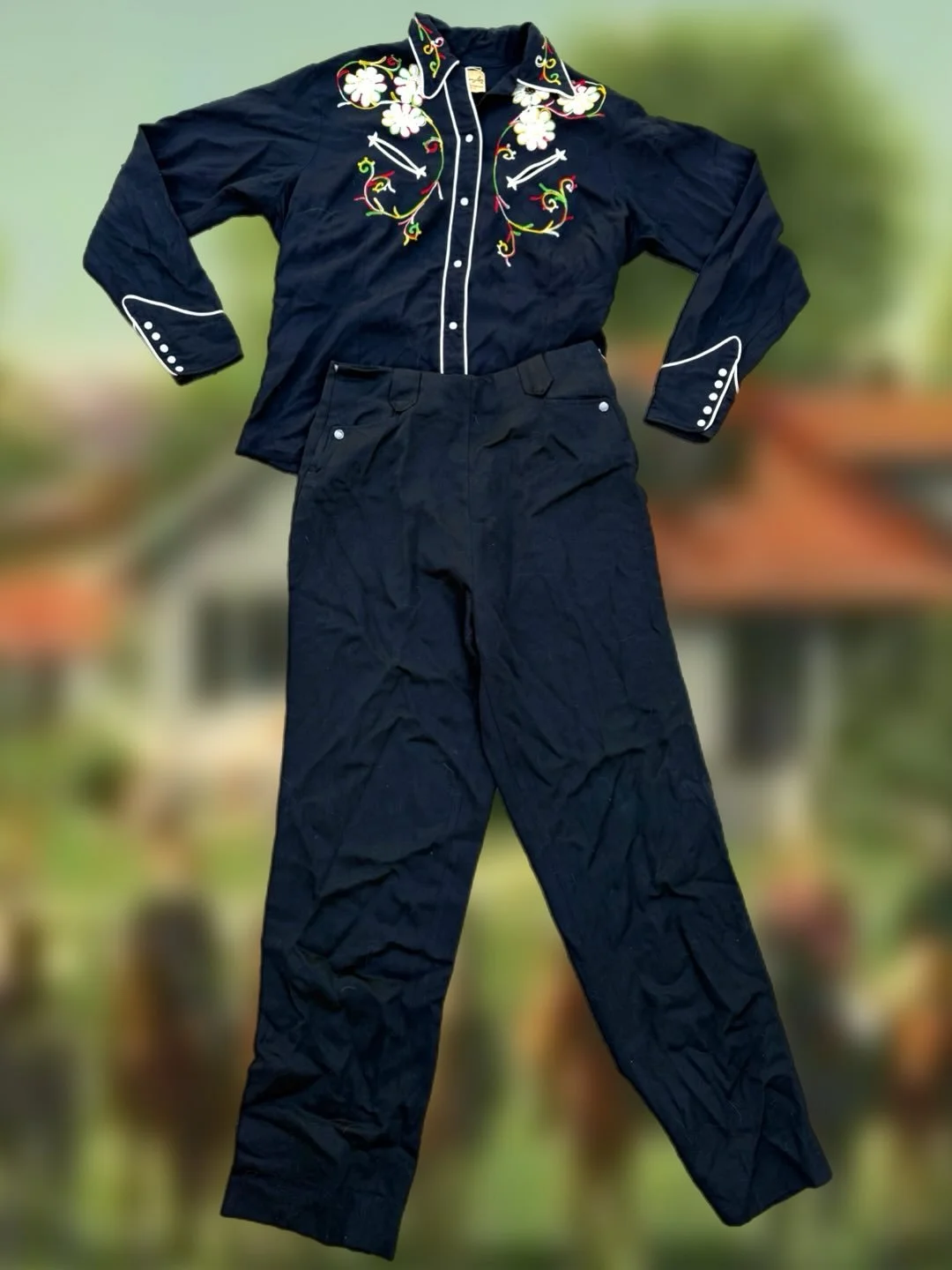 Vintage 1950's The Wrangler Gabardine Western Shirt & Pants Set