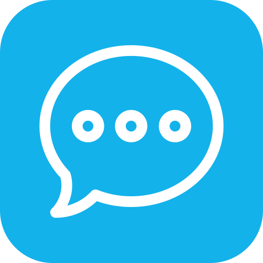 Blue chat bubble icon with three white dots inside.