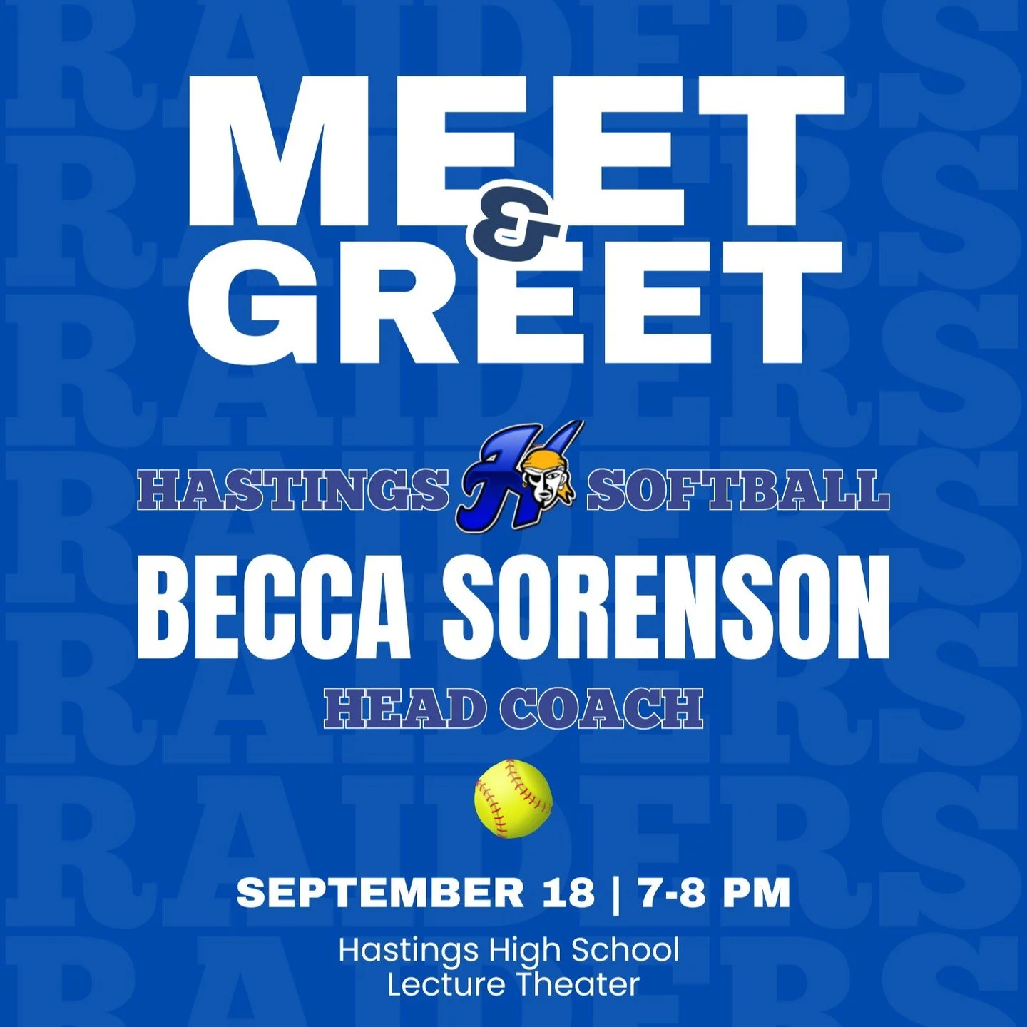 High School Head Coach, Becca Sorenson, is hosting a meet and greet with current and future players and families in the program. The meet and greet will kick off with a short introduction of Becca, her background and coaching philosophy, followed by 