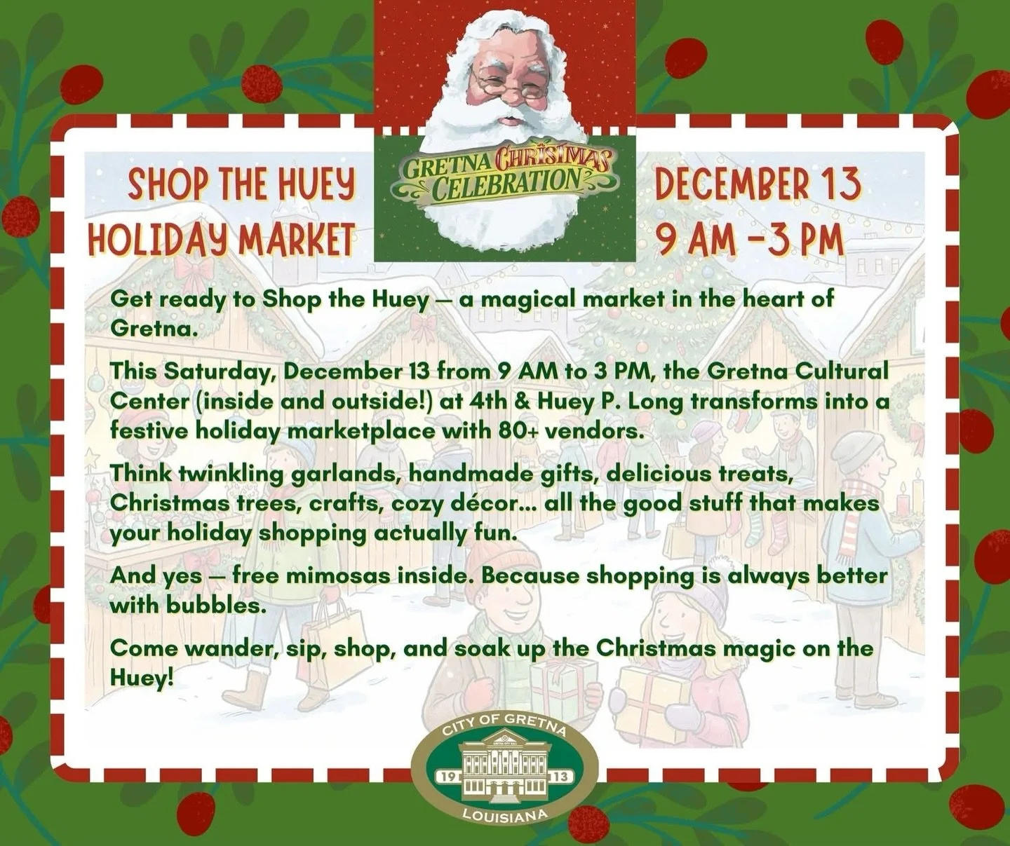 Come see us on the Westbank and find the perfect Christmas gift for your friend, loved one or yourself! We will be inside the building where you get your free mimosas! Hope to see you there!