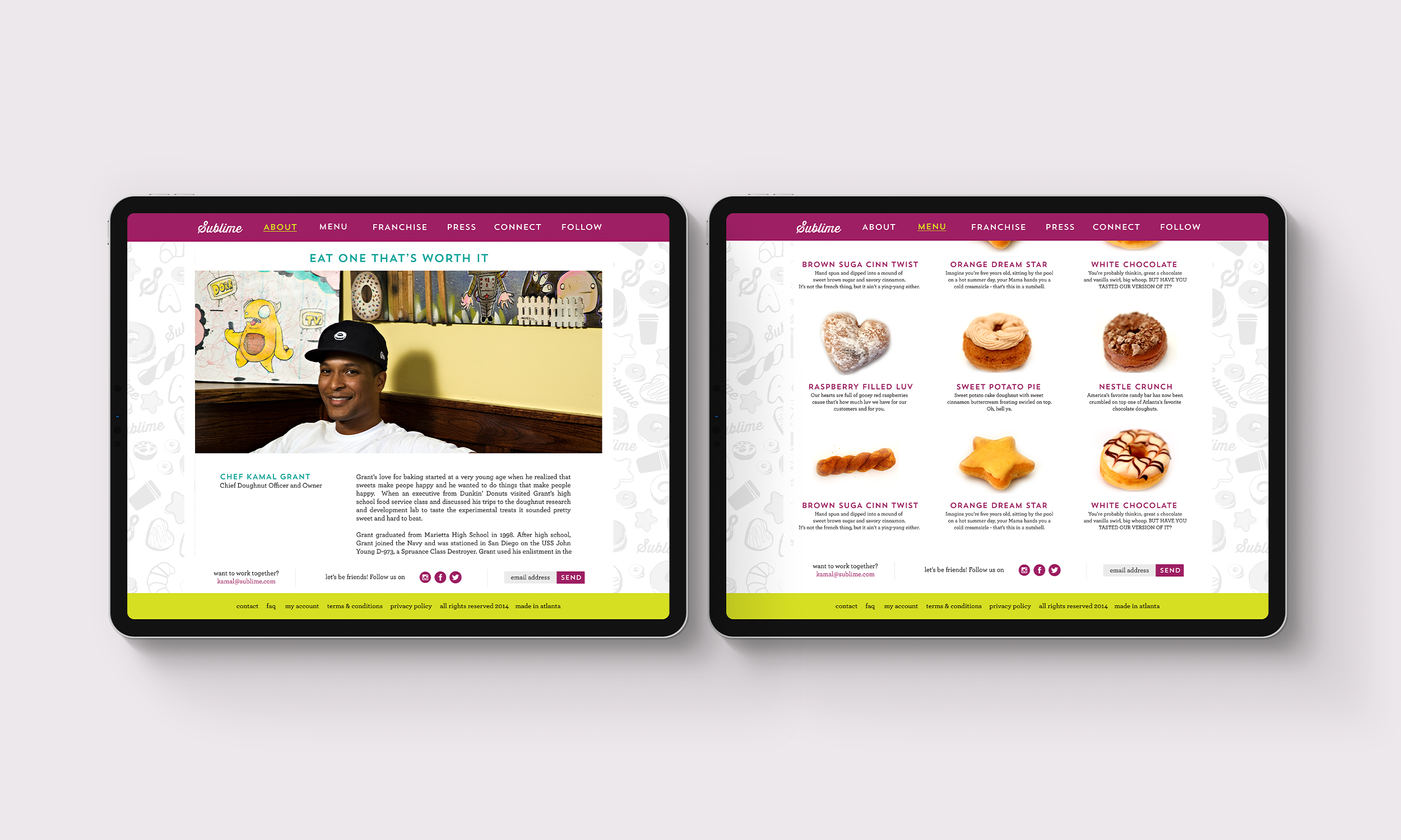 Tablet View of Site