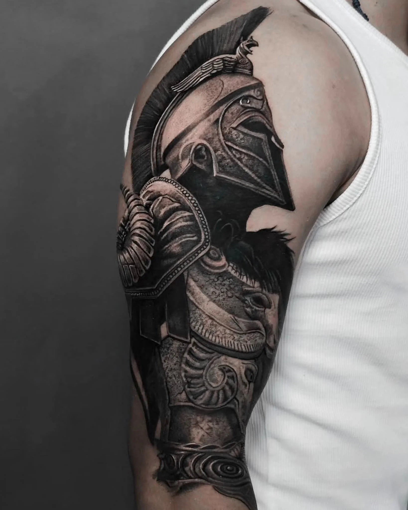 harris-artist-ancient-warrior-helmets-feathered-crest-mask-tattoo-arm.jpg