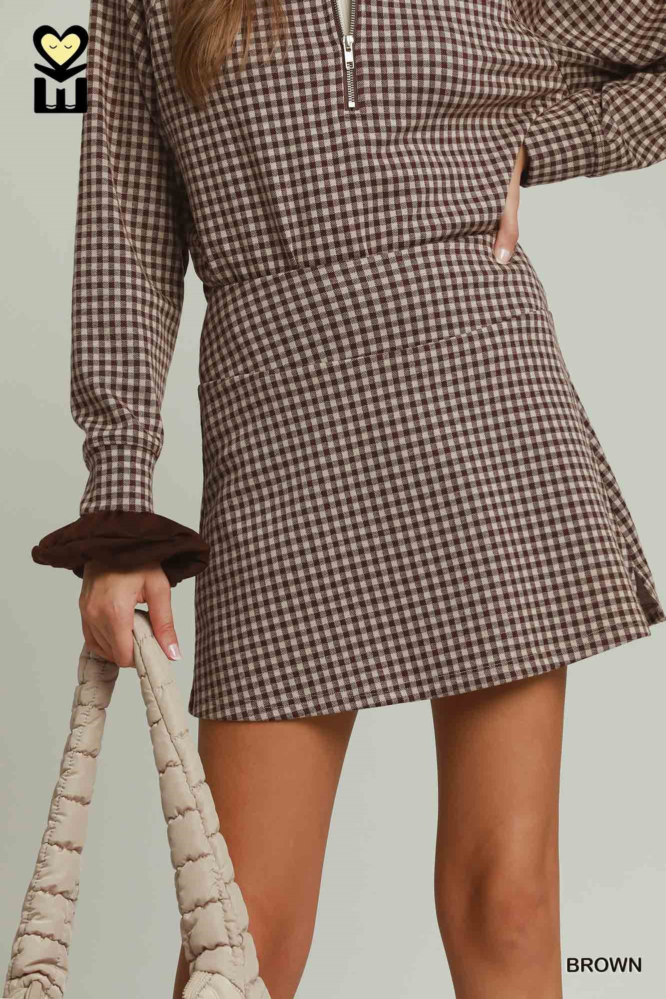 MOHMe by Umgee Gingham Plaid Skort S-L