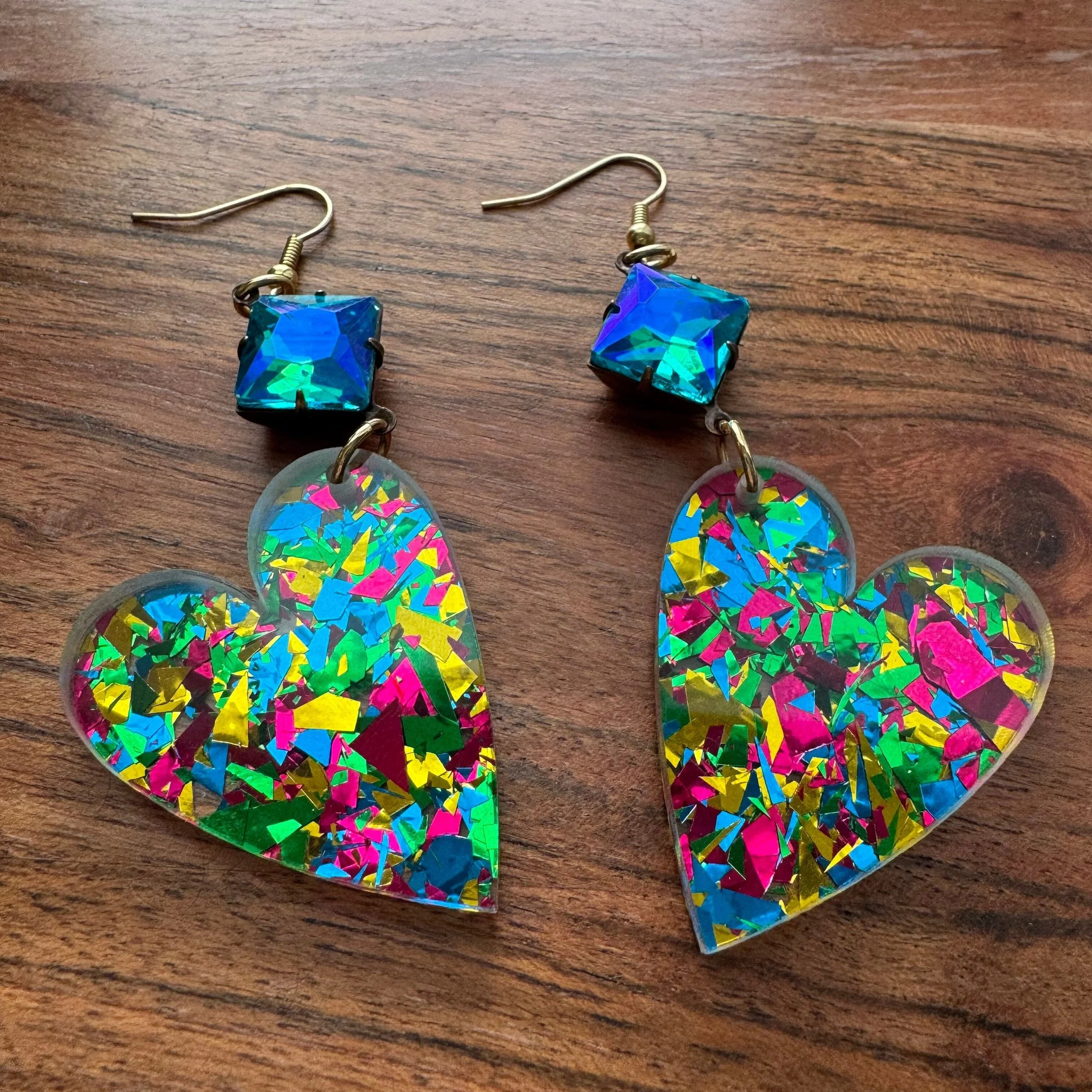 Confetti Heart Drop Earrings