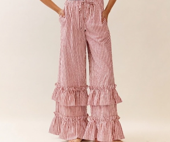 Oddi Ruffle Red and White Pants .png