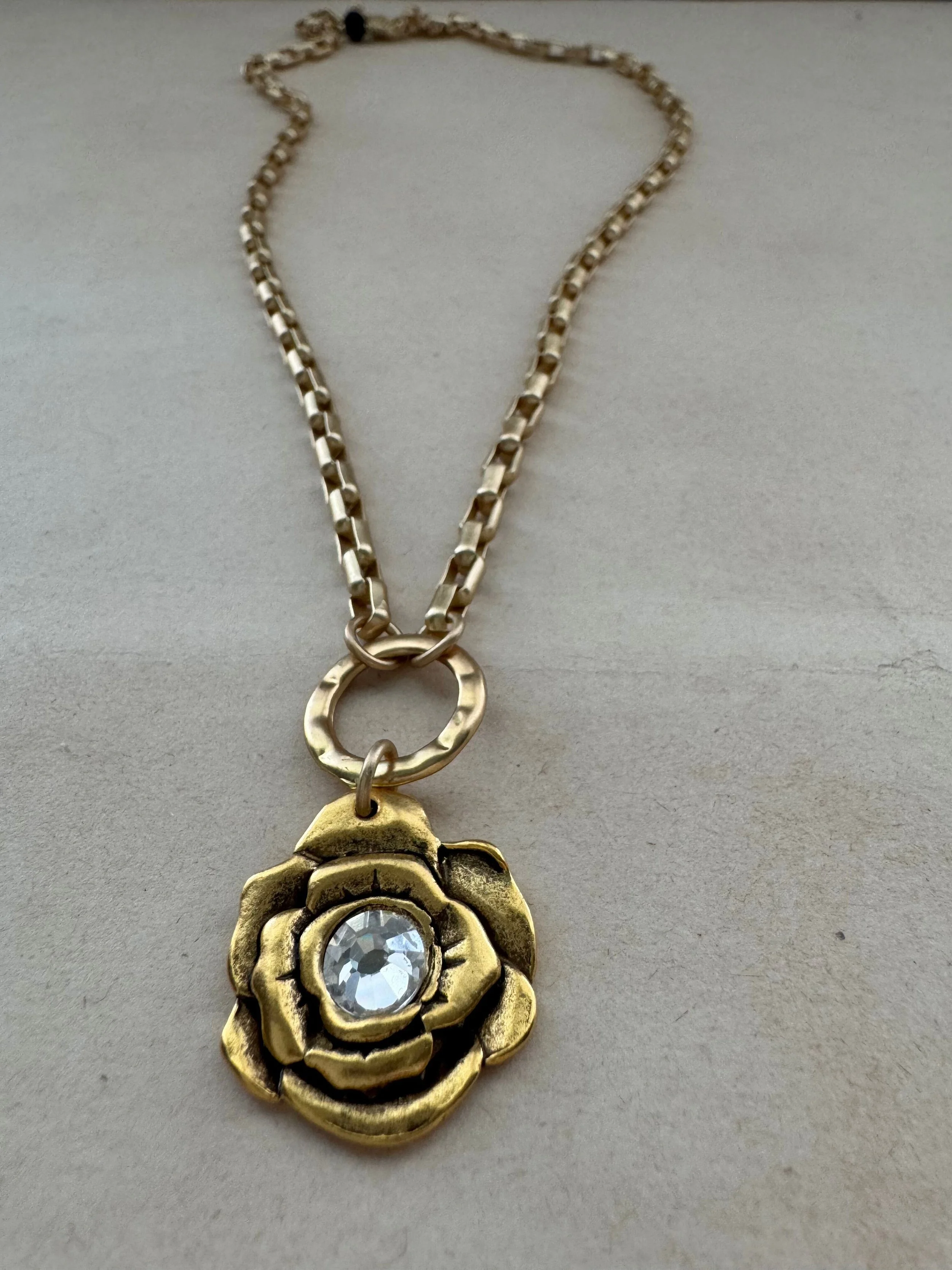 Golden Rose Crystal Necklace