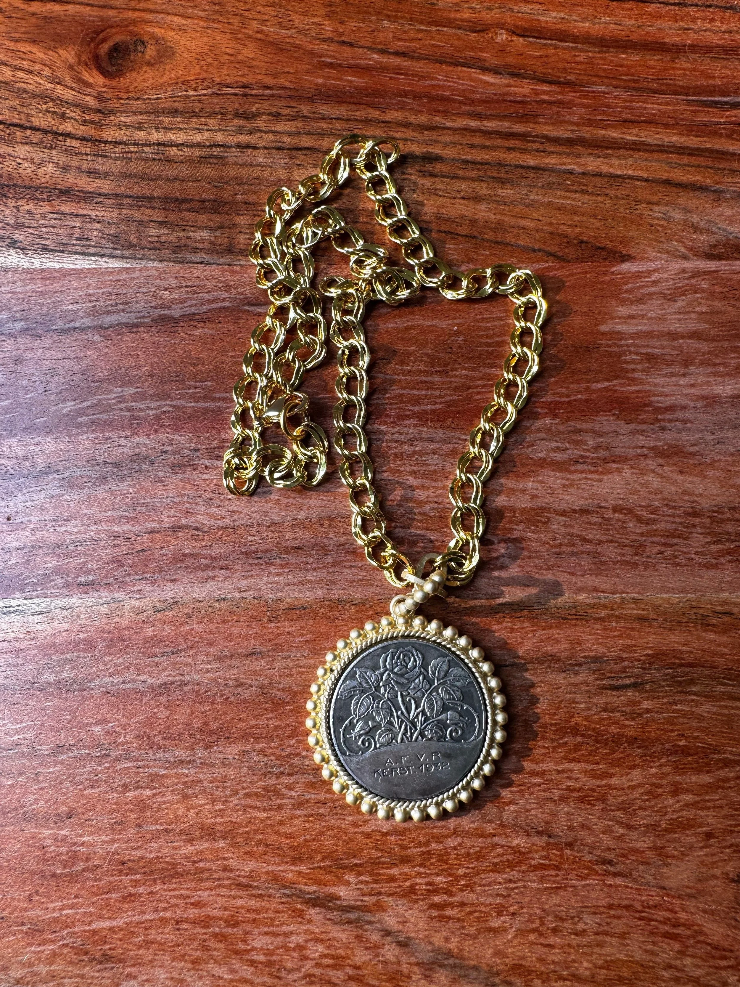 Vintage Bloom Rose Medallion Necklace