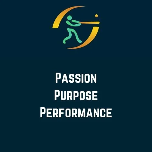 Logo of a person hitting a tennis ball with the words 'Passion, Purpose, Performance' underneath.