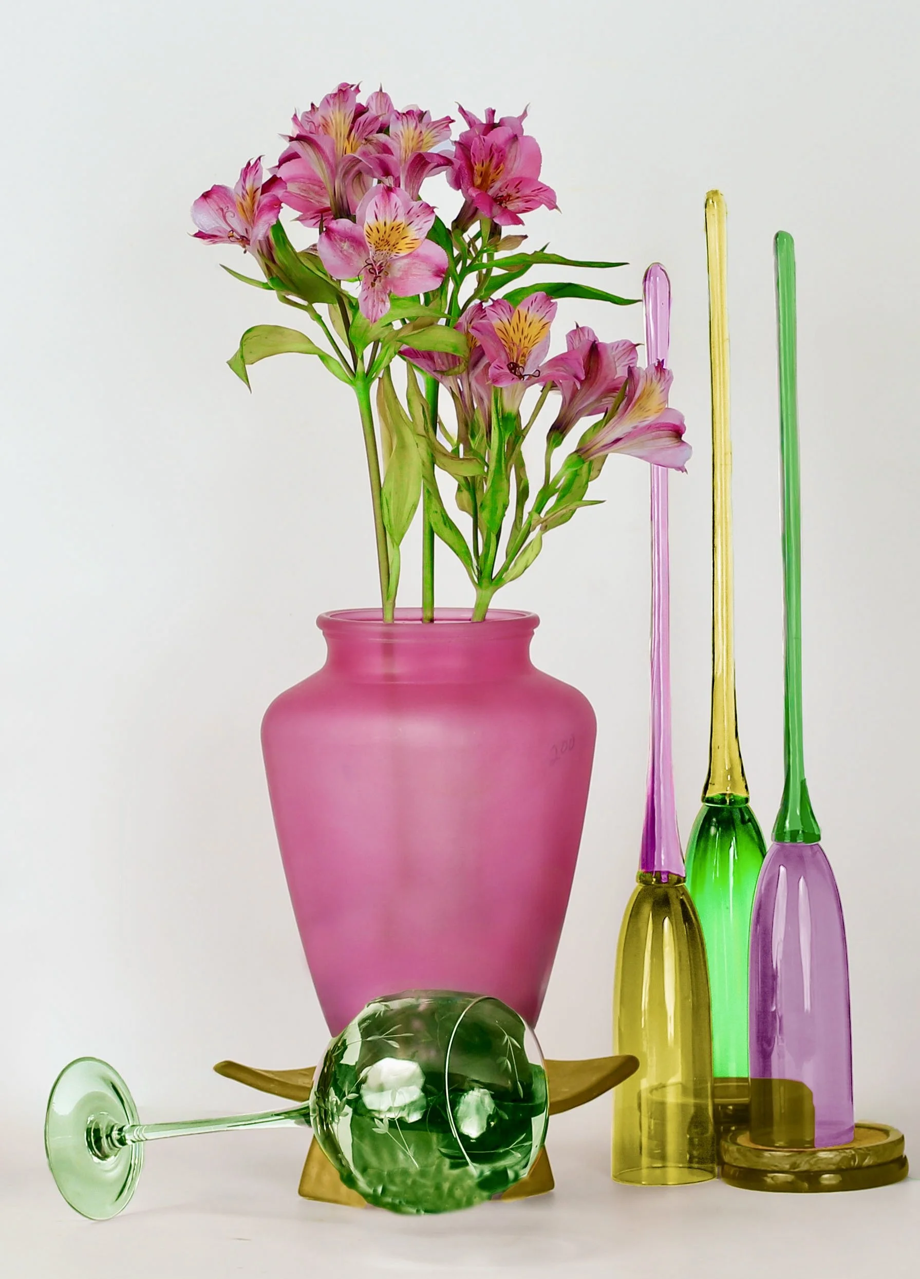 LS-00192Untitled (Pink Peruvian Lilies on Muted Gray Background) · Still Life · 2024