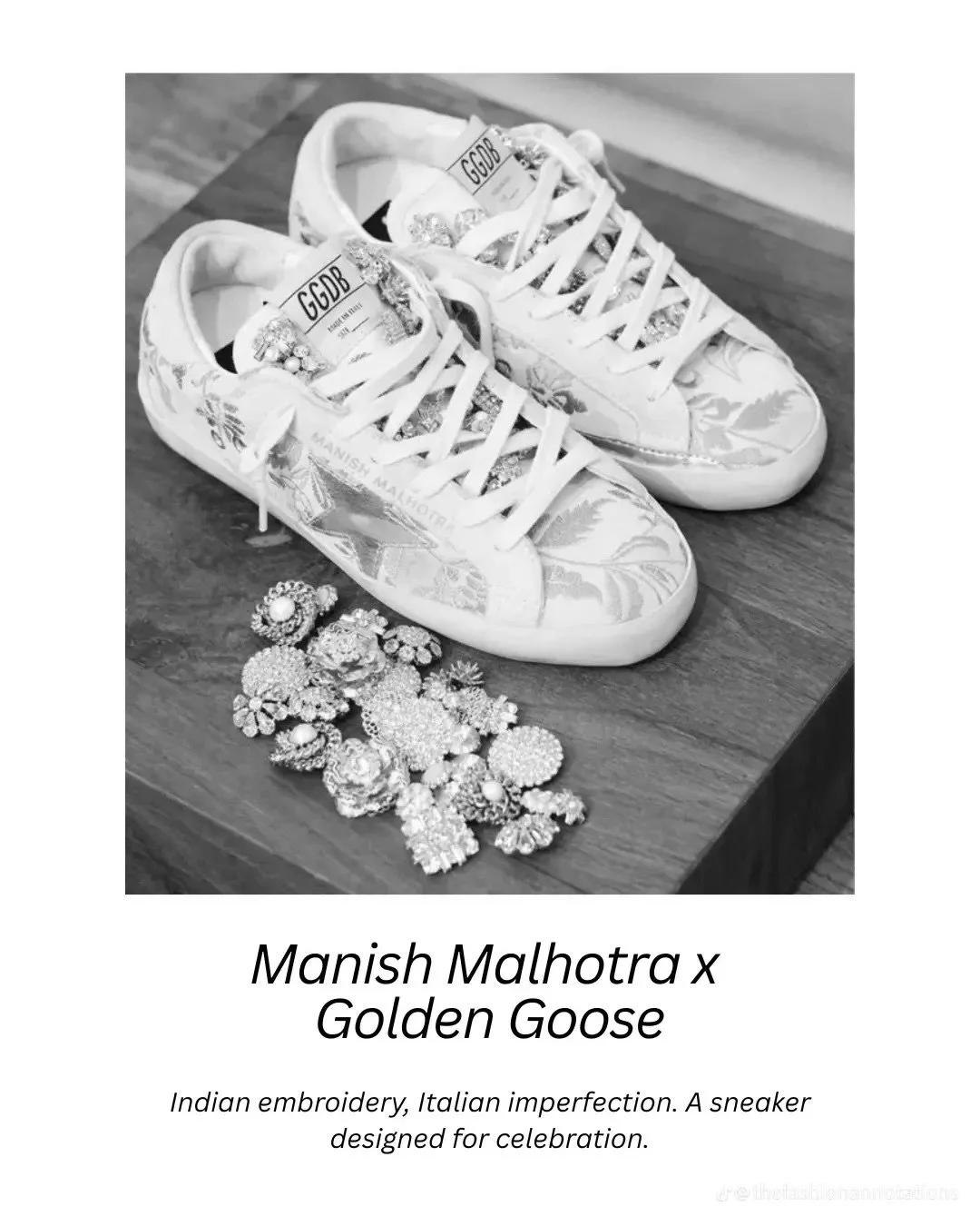 @manishmalhotraworld x @goldengoose 

Launched at @goldengoose Mumbai flagship, the Manish Malhotra x Golden Goose collaboration introduces two limited-edition sneakers: a cream suede pair for women and a black suede version for men, each detailed wi