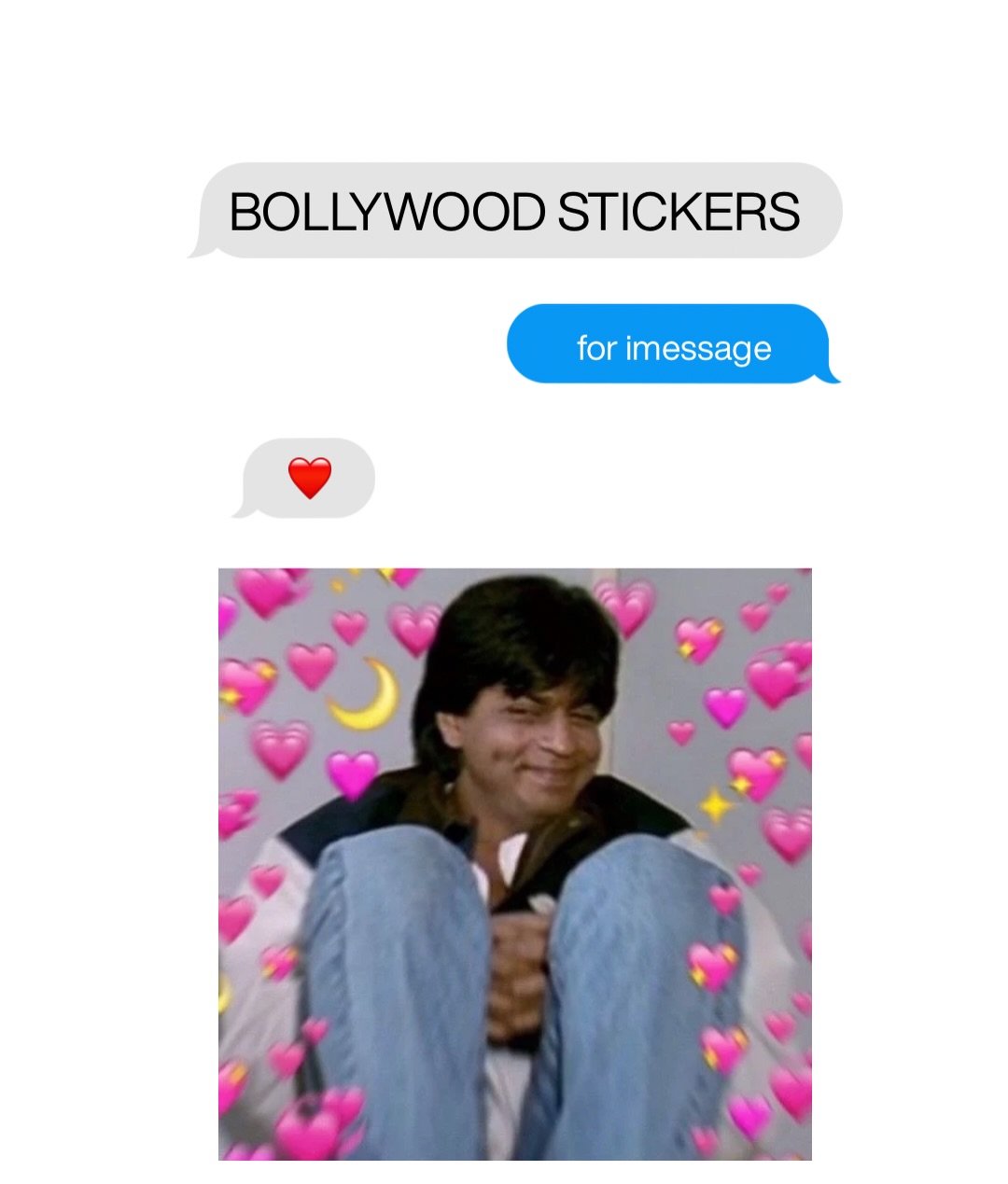Bollywood inspired stickers for your iMessage collection &hearts;️ 

#bollywood #indian #sharukhkhan 

iMessage stickers, Bollywood, Sharukh khan, funny desi trends, Indians, Gen Z Indians