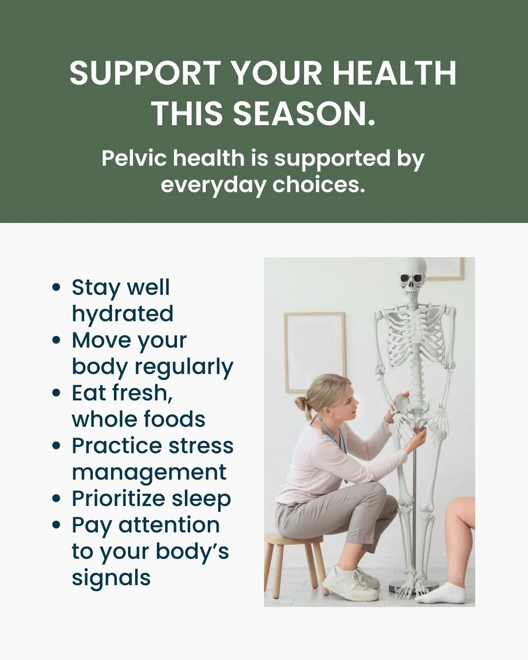 As we move into spring and celebrate St. Patrick&rsquo;s Day and Spring, it is a good time to refocus on simple daily habits that support your overall health and pelvic floor function. Consistency matters more than perfection.

Schedule a free 15-min