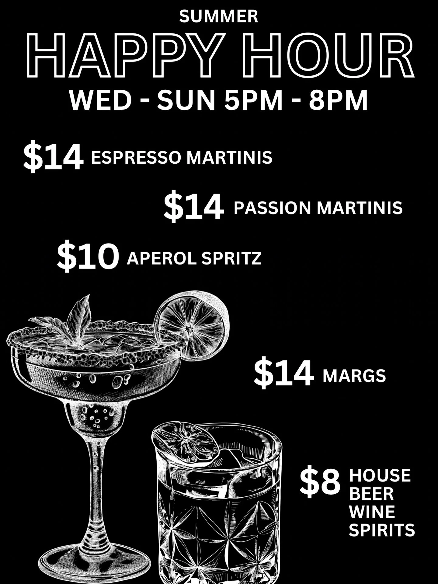 Beat the heat with our summer Happy Hour! ☀️ 

Now serving you up from Wednesday through to Sunday from 5pm. See you soon!