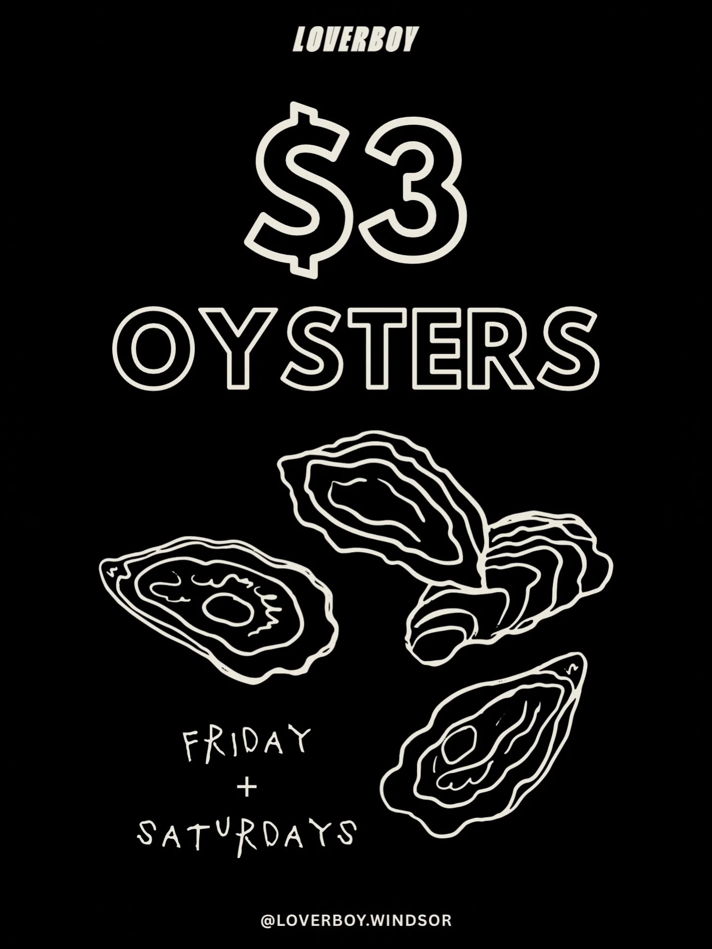$3 Oysters Every Friday &amp; Saturday Night.

Cold oysters, house vinaigrette, drinks flowing and no reason to leave early.

We&rsquo;re open till 1AM Fridays &amp; Saturdays, with the kitchen running all night.

Get in early before they&rsquo;re go