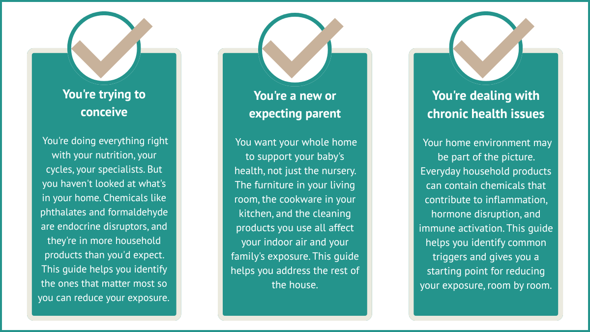 Nontoxic living is for crunchy moms, couples looking to boost fertility, people suffering from chronic illness and recovering from mold exposure.