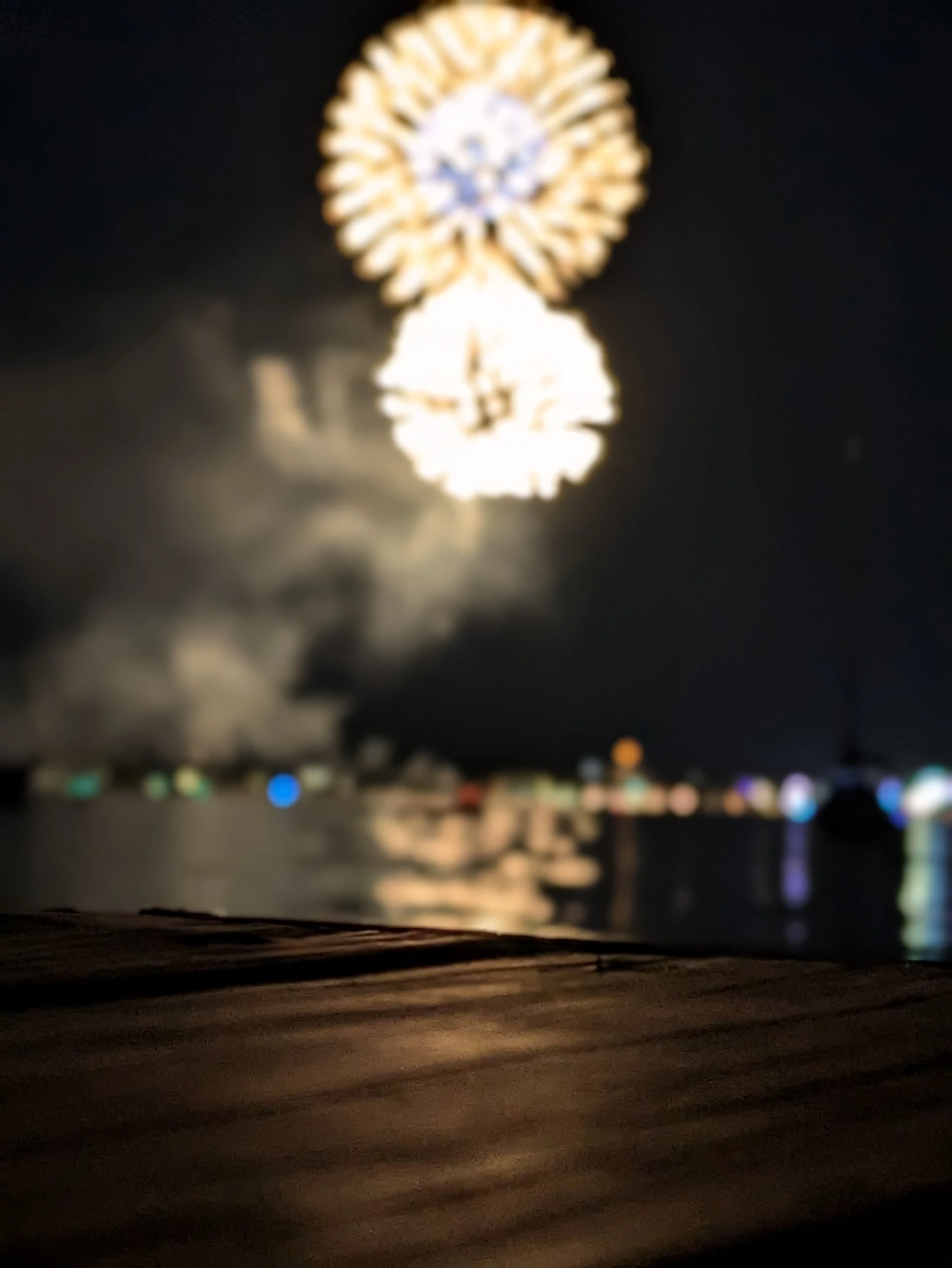 Traverse City, Mi - Fireworks Lighting up Dock (White) - Cell Phone 