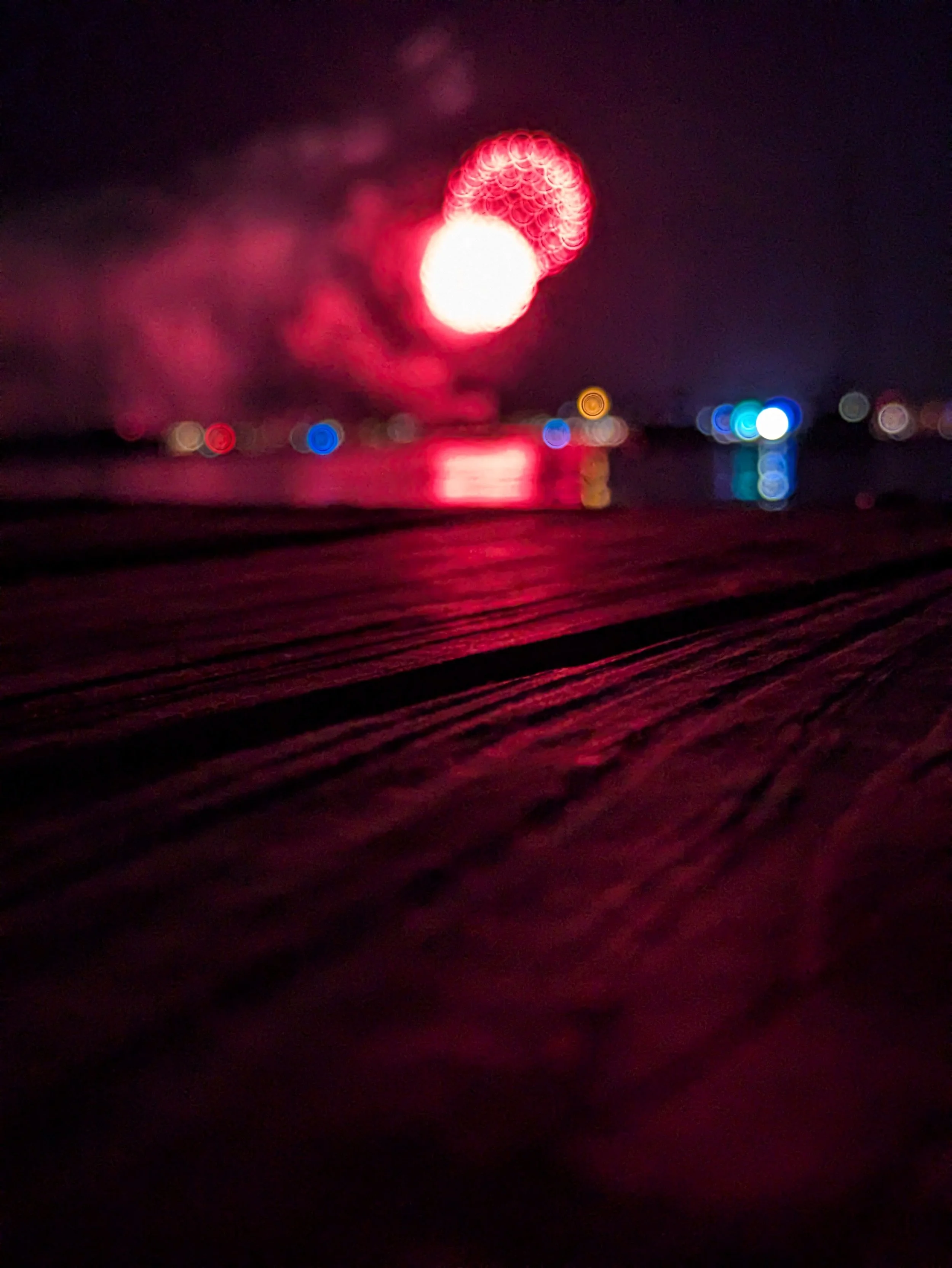 Traverse City, Mi - Fireworks Lighting up Dock (Red) - Cell Phone 