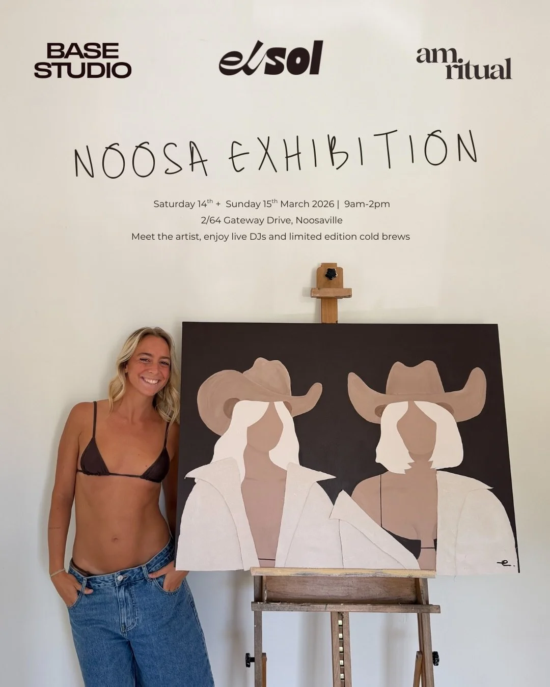 This weekend in Noosa 🌺 For two days only, we&rsquo;re hosting Elise from @elsol_collectives, a Newcastle-based artist bringing her ocean-inspired paintings to Noosa for the first time. Her work is a love letter to salt on your skin, lingering golde