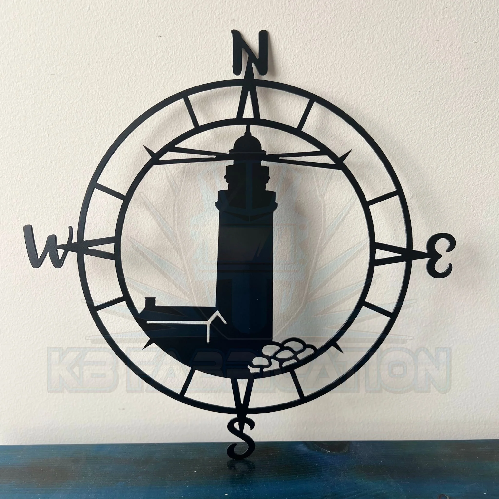 Lighthouse Compass Metal Sign | Nautical Home Decor | Beach House