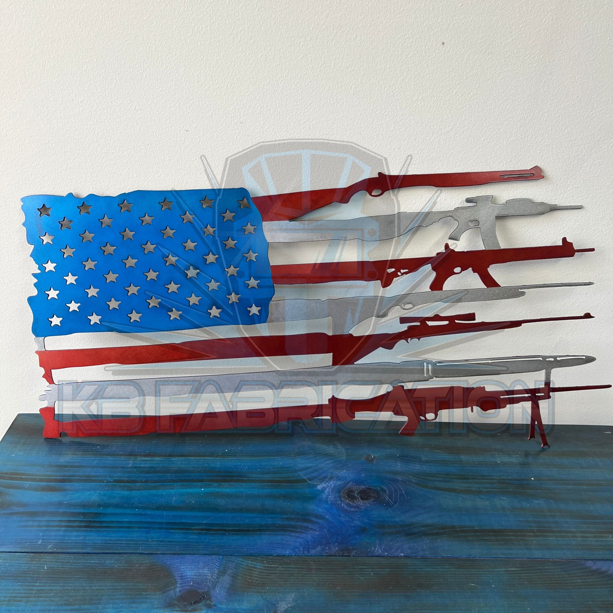Rifle American Flag Metal Wall Art