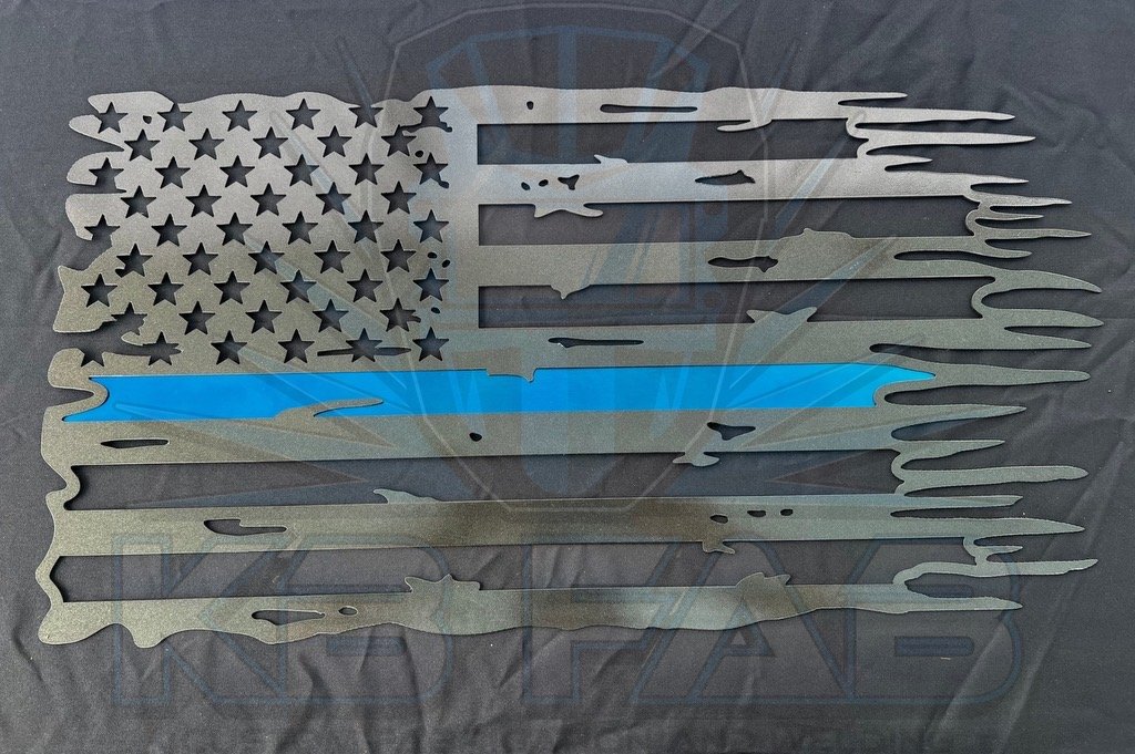 Emergency Responder Tattered Metal Flag