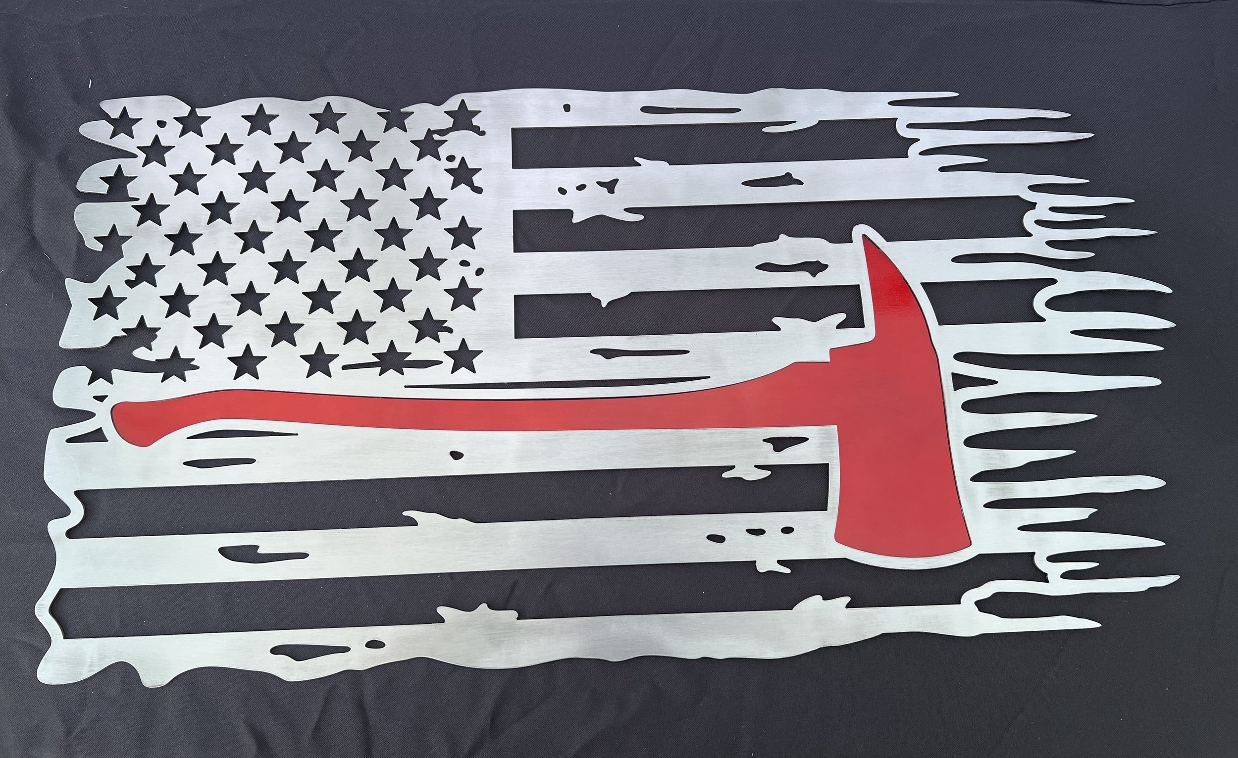Fire Axe Tattered Metal Flag