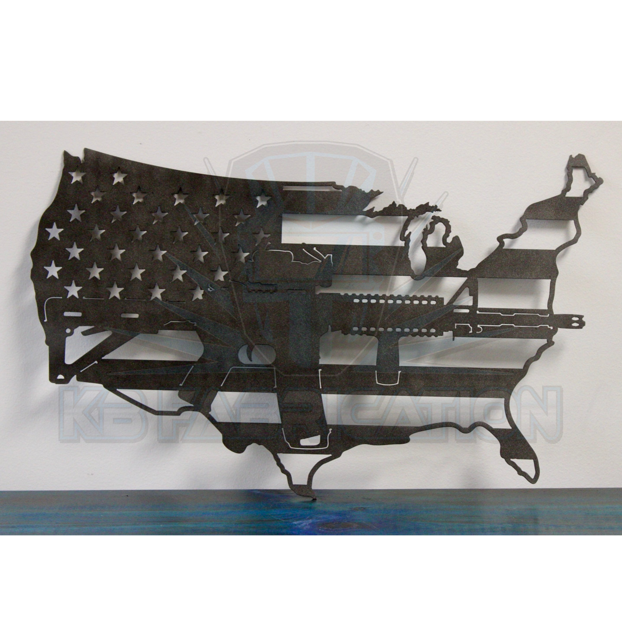 AR Flag | USA Rifle Metal Wall Art | Patriotic Gun Decor