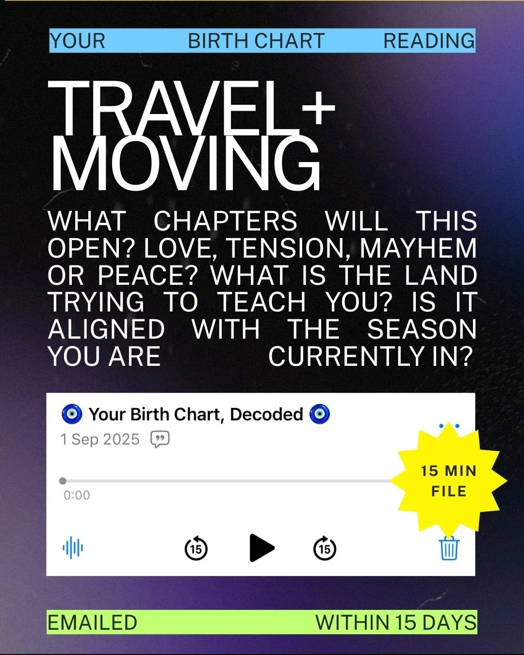 Travel, Relocation, Holiday: 15 Minute Voice Memo