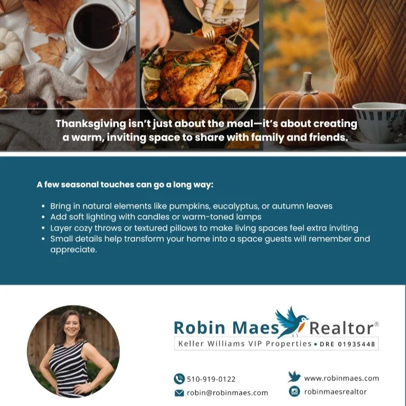 🍂 Seasonal touches that make a big impact 🍂
A few simple updates can instantly warm up your space:

🎃 Bring in natural elements like pumpkins, eucalyptus, or autumn leaves
✨ Add soft lighting with candles or warm-toned lamps
🛋️ Layer cozy throws 