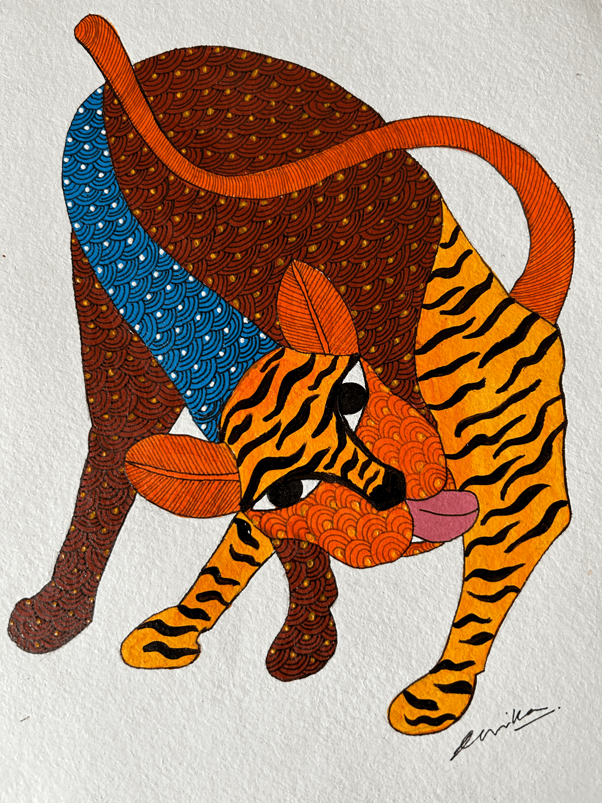 Tiger King Gond Painting