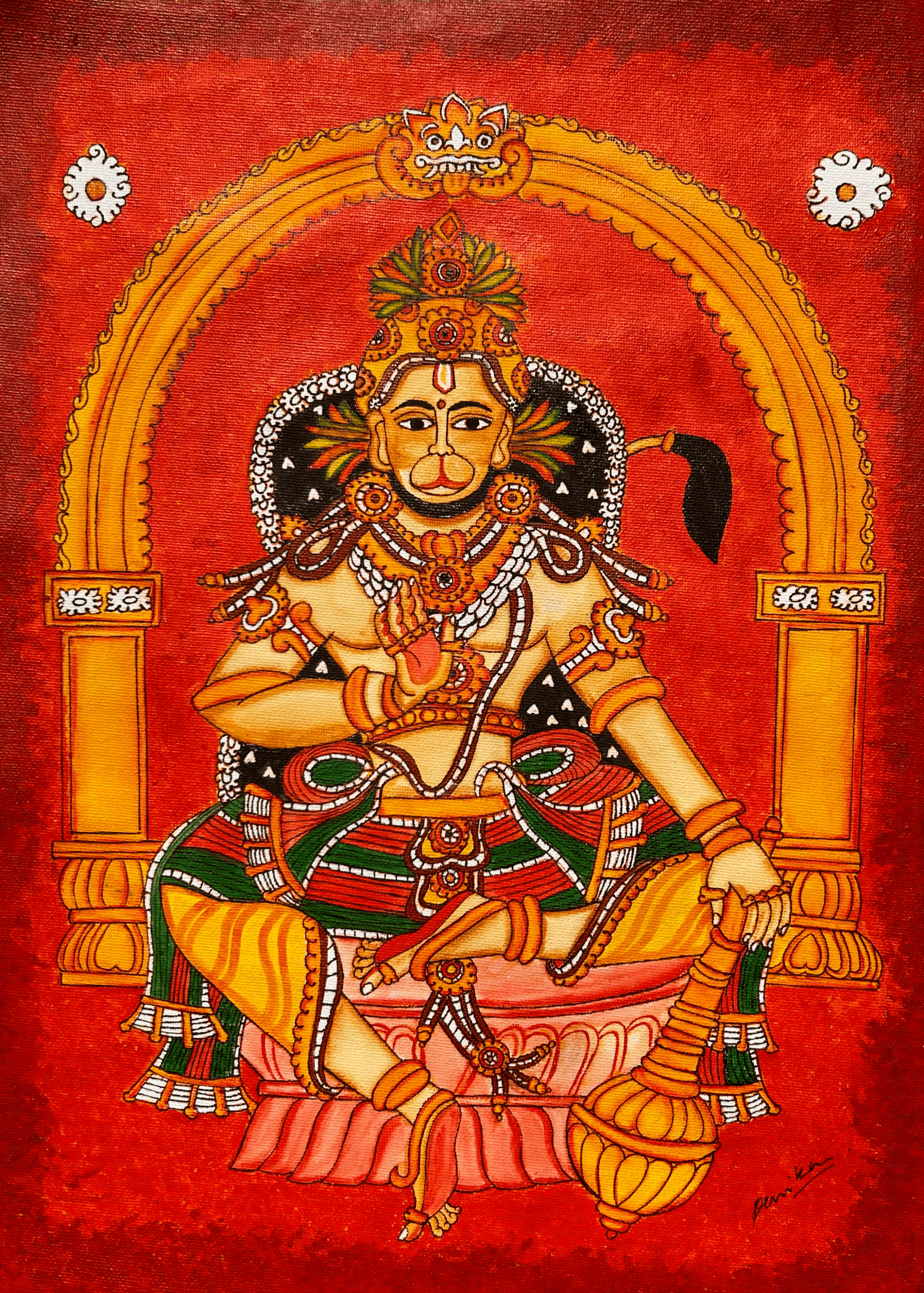Lord Hanuman Kerala Mural Painting
