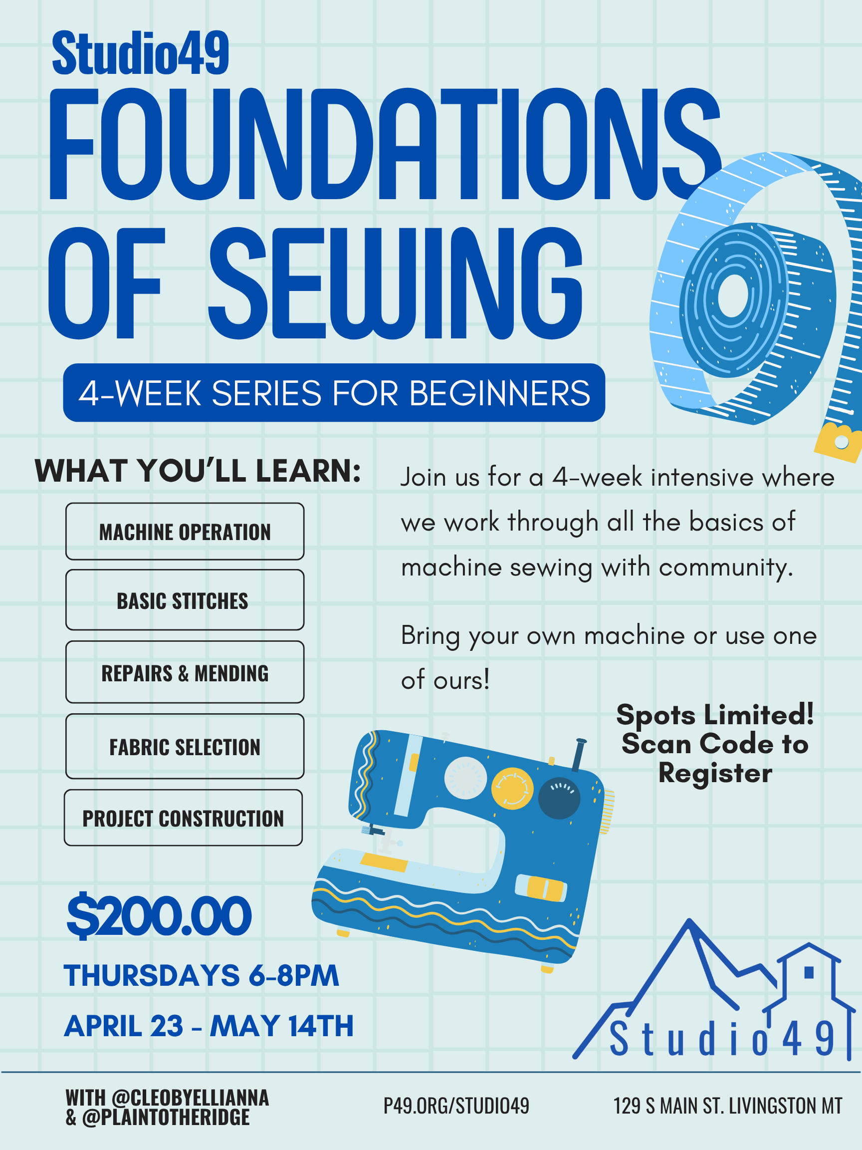 Foundations of Sewing - Spring Series Week 1