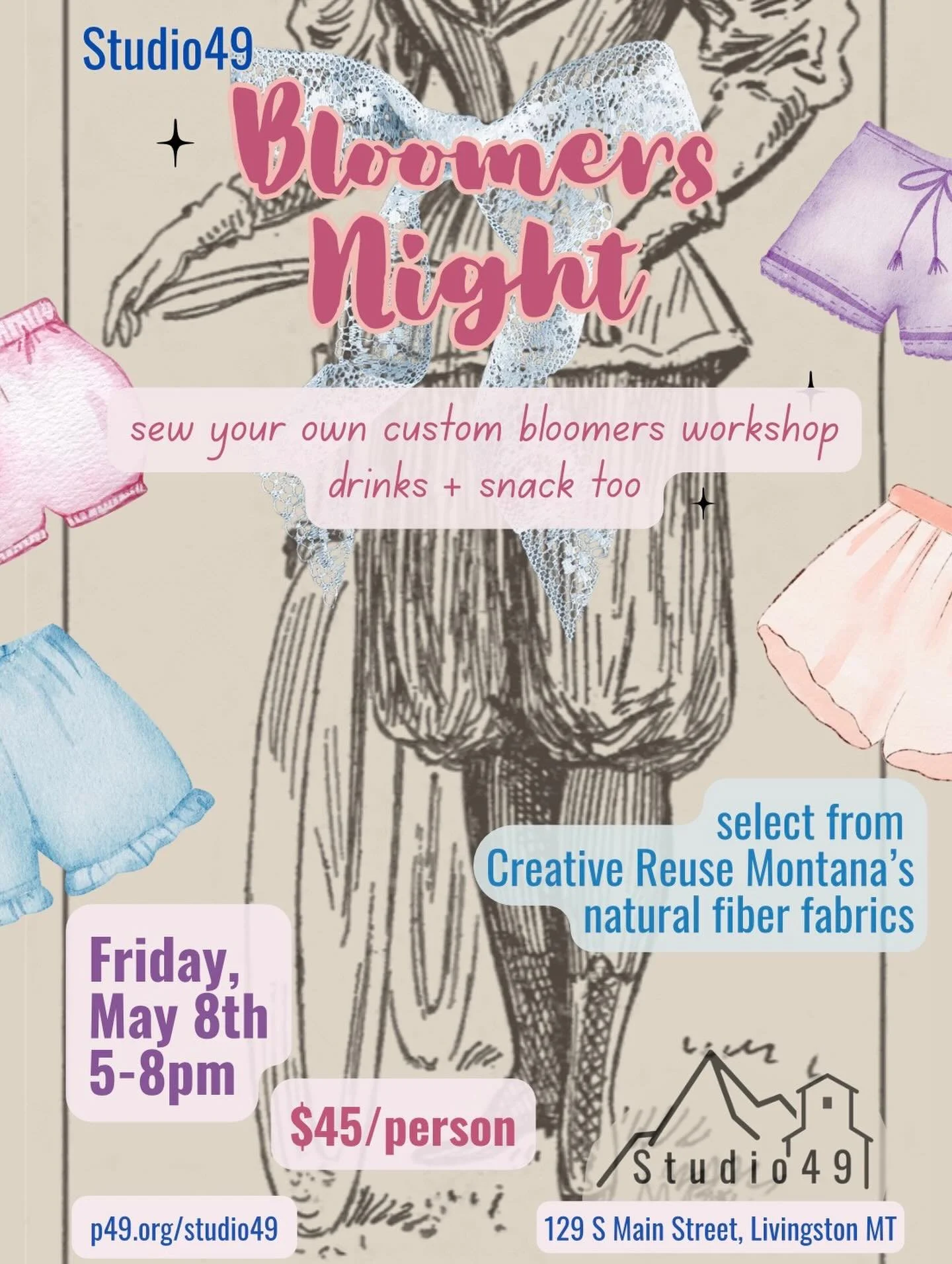 Join us for an extra fun &amp; flirty evening with two of our local seamstress lovelies!! 🎀🪡😘

Learn how to sew on a machine and make the cutest pair of bloomers, tailor made just for you! 

Don&rsquo;t know how to sew? Don&rsquo;t worry! We have 