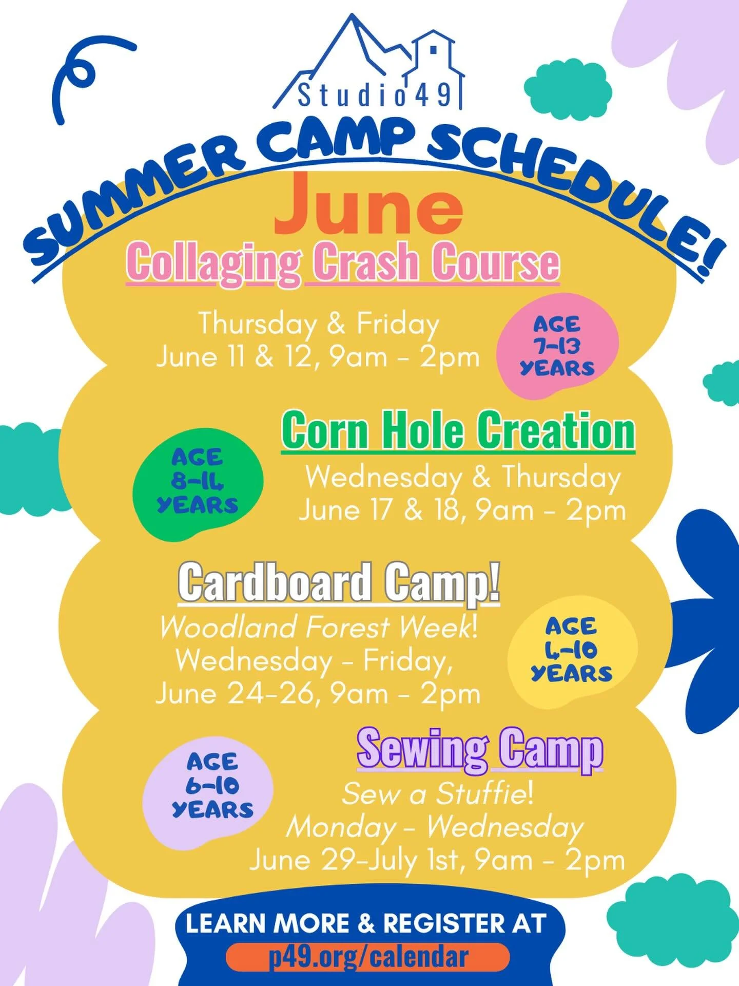 Our summer lineup is out! Here is the snapshot of June&rsquo;s creative camps! ☀️🧵🔨🎨

Every camp will give these kids a unique opportunity to learn something, meet someone, and make something great. 

Register through the link in our bio 🔗