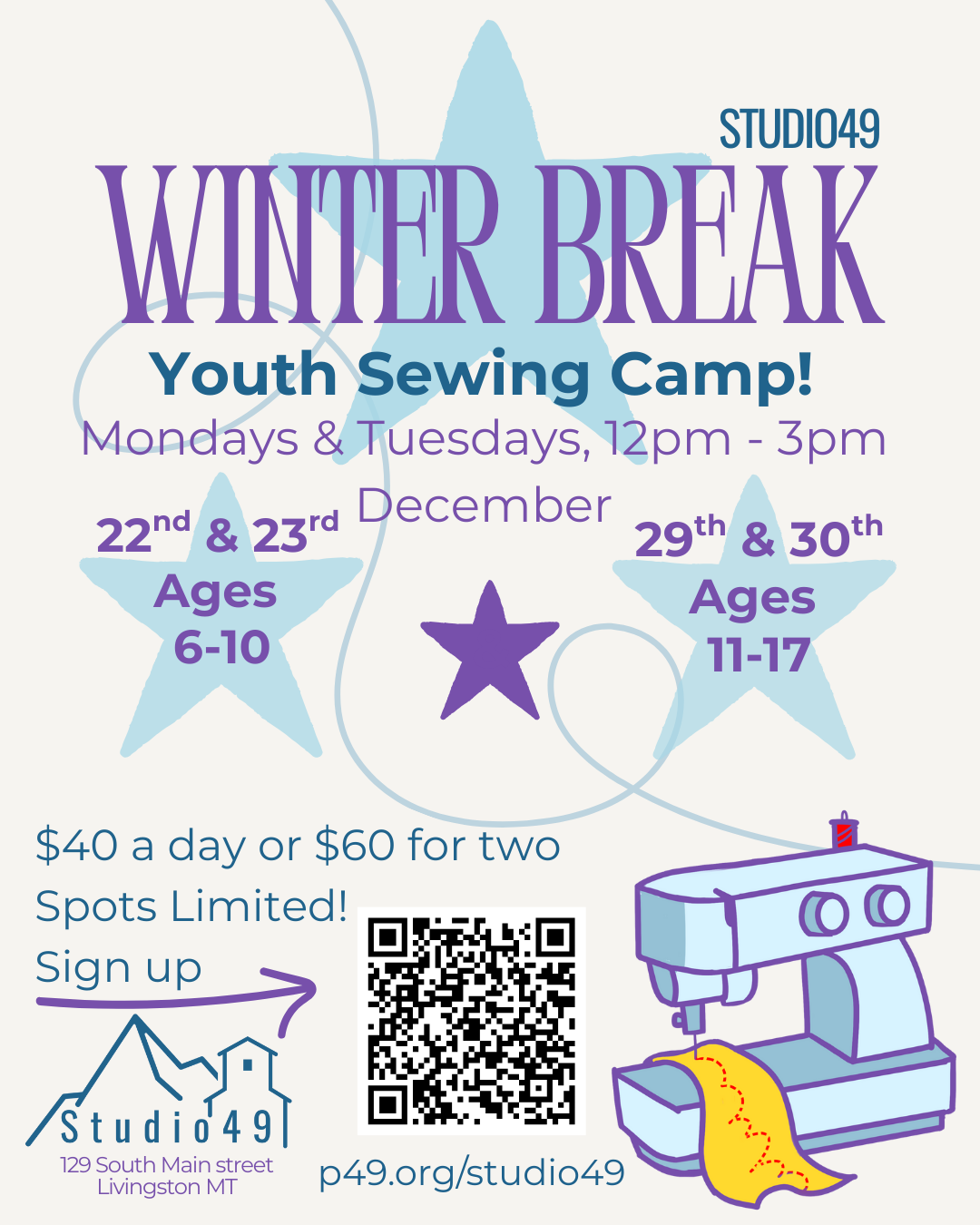 Winter Break Youth Sewing Camps