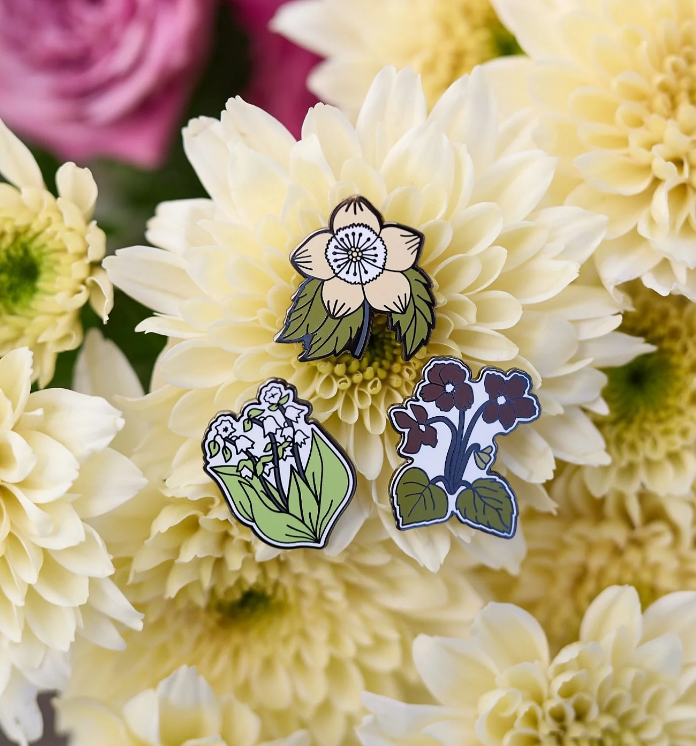 There are only a handful left! 🔗 in my stories 
A delicate fusion of art, myth, and nature &mdash; these enamel lapel pins are hand-painted with botanical inks, each bloom inspired by Sibyl of the Flora, a book that whispers the secret language of p