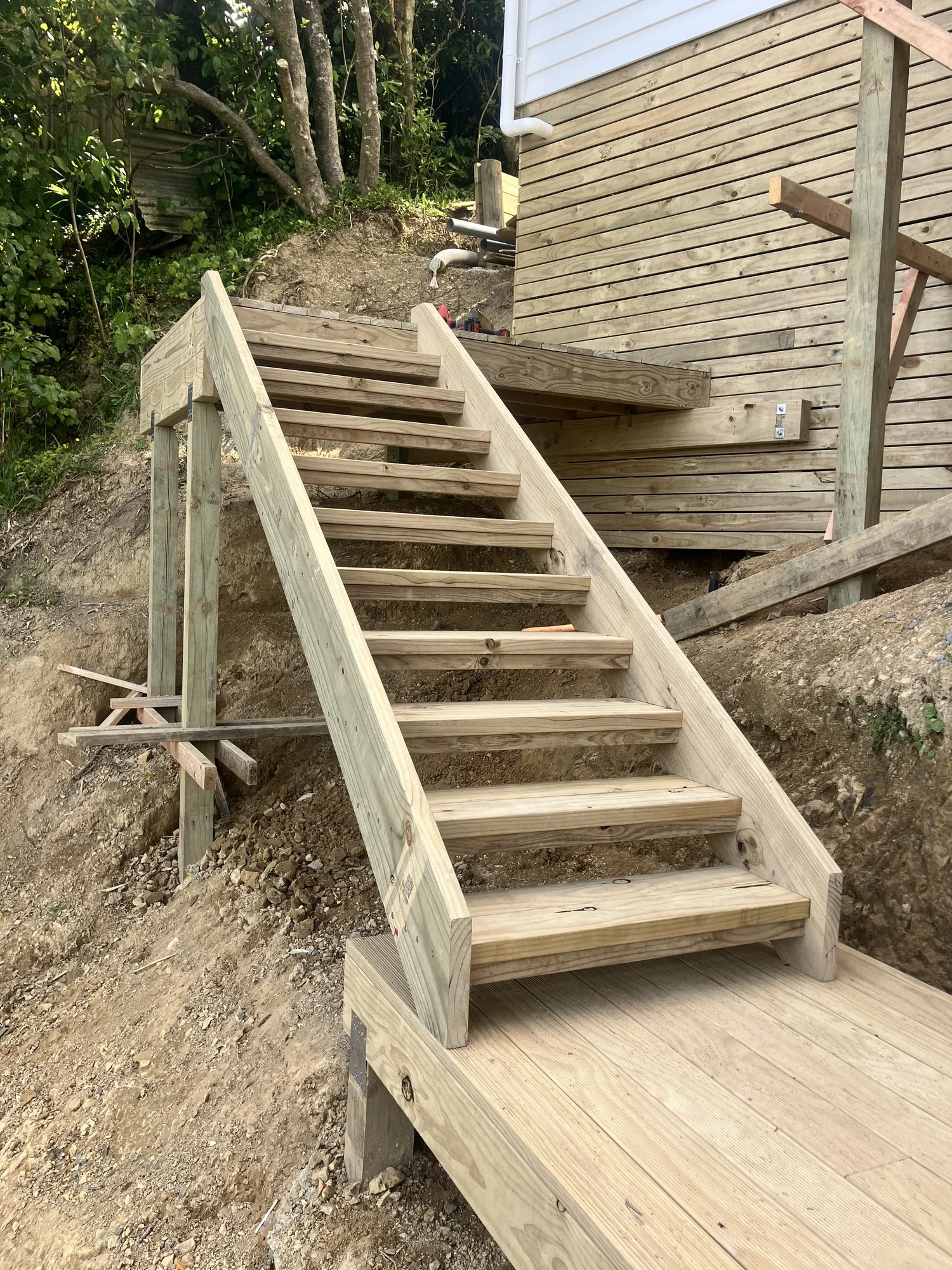 Pine stairs deck Wellington Keen Builders
