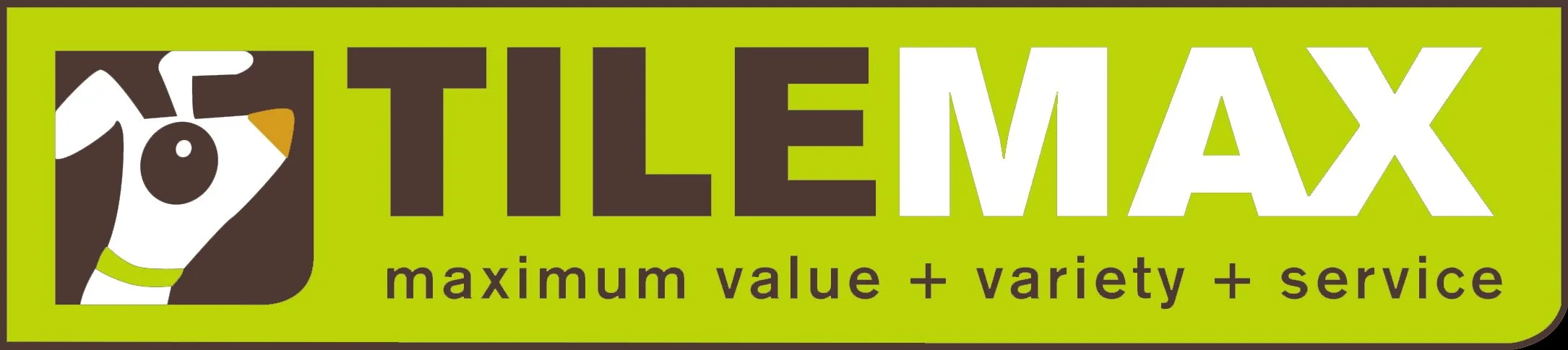 Logo of Thiemax with a dog illustration and text 'maximum value + variety + service' on a green background.