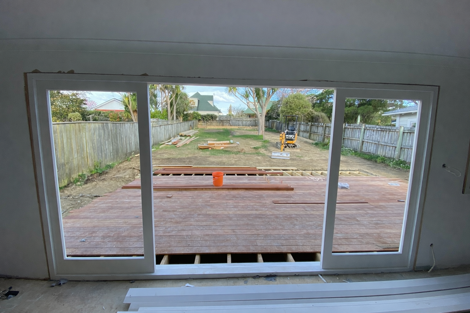 Deck construction in progress Ngaio Wellington Keen Builders