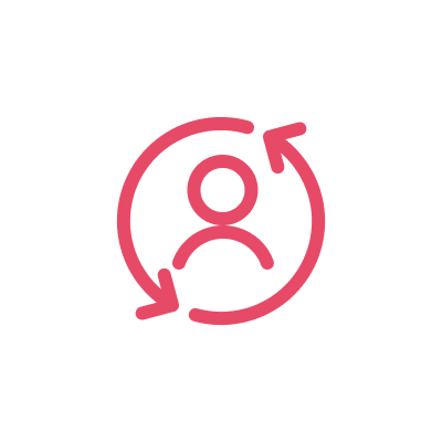 Icon of a person with arrows circling around, indicating refresh or update