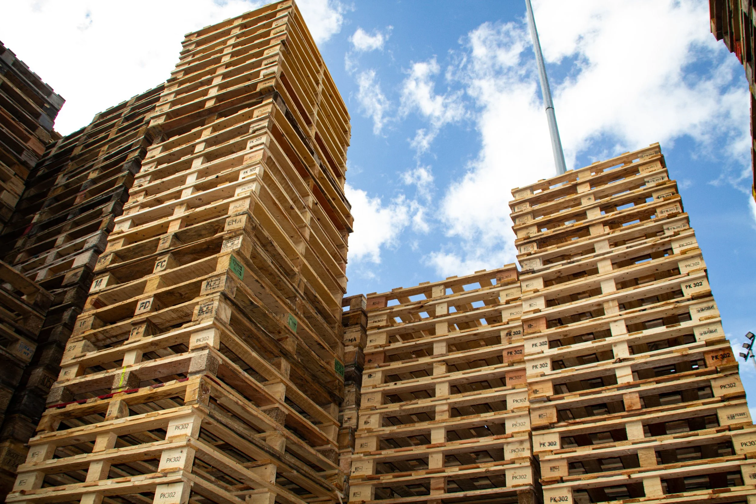 Stack of Wooden Pallets in Southampton at Portswood Pallets Ltd