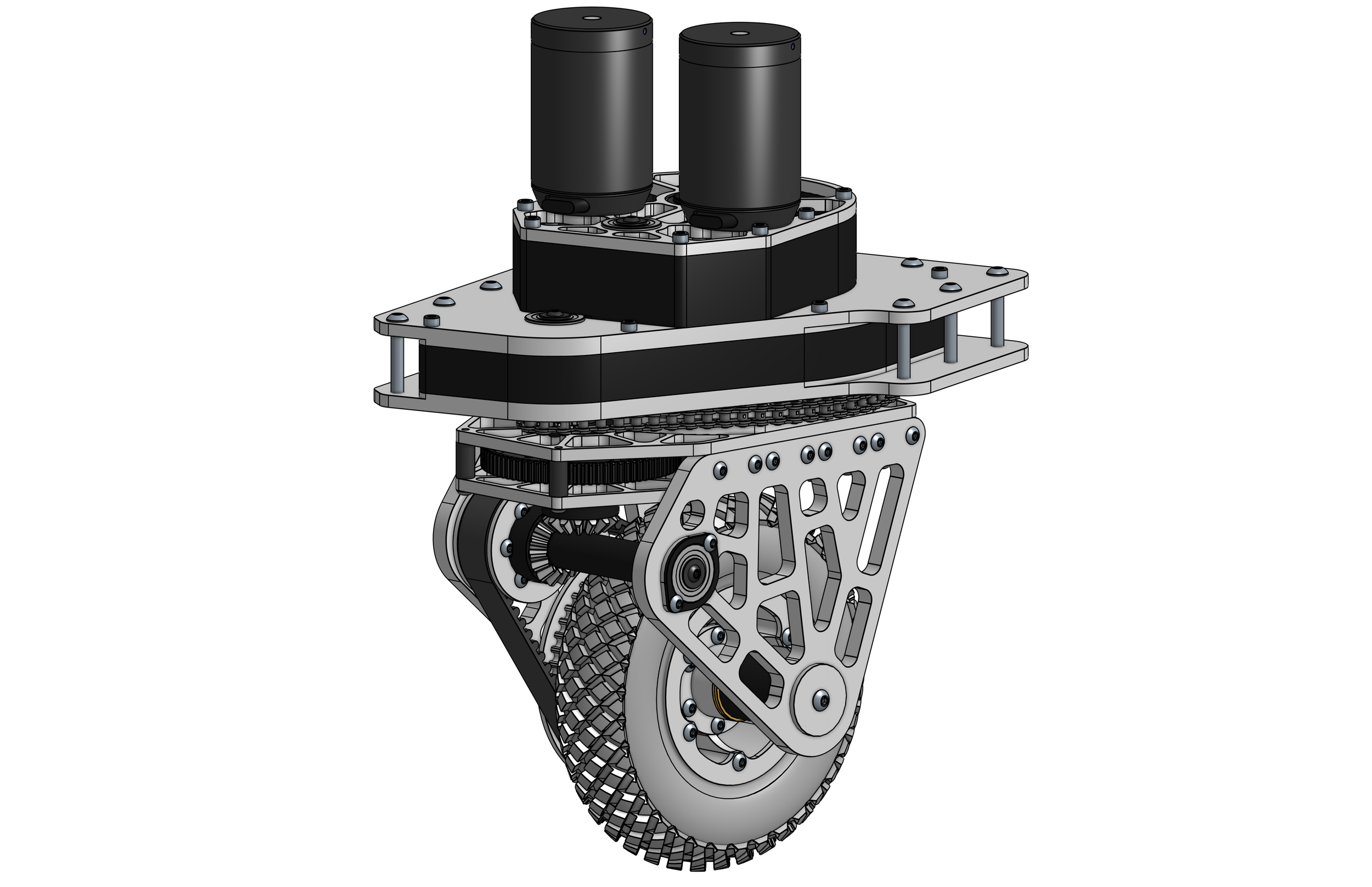 The T83 module and mount hasunlimited rotational freedom as a result of the coaxial driveshaft and steering turntable.