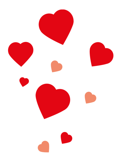 Red and pink hearts floating up.