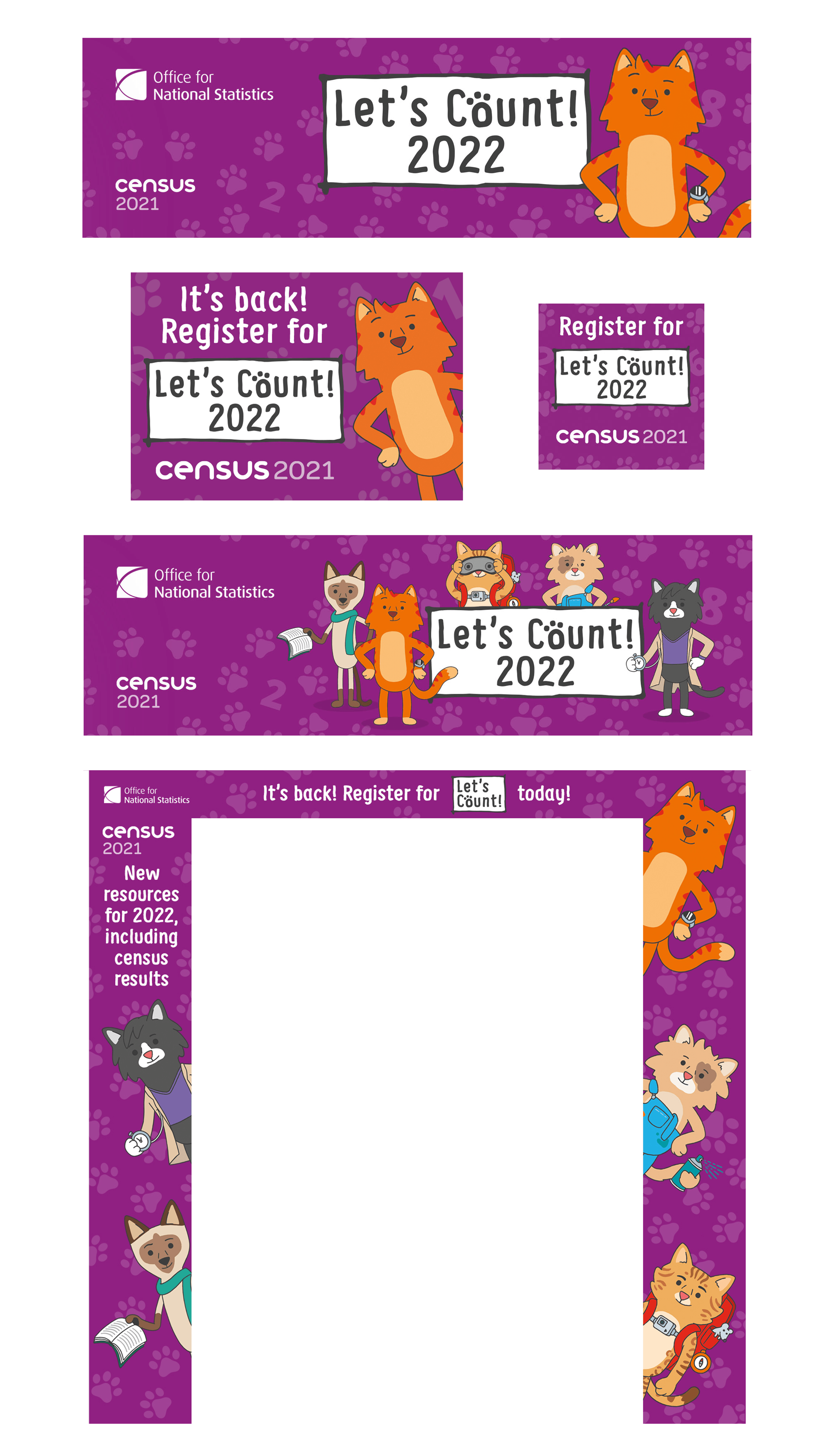 Web banners for Let's Count Census 2022 campaign.