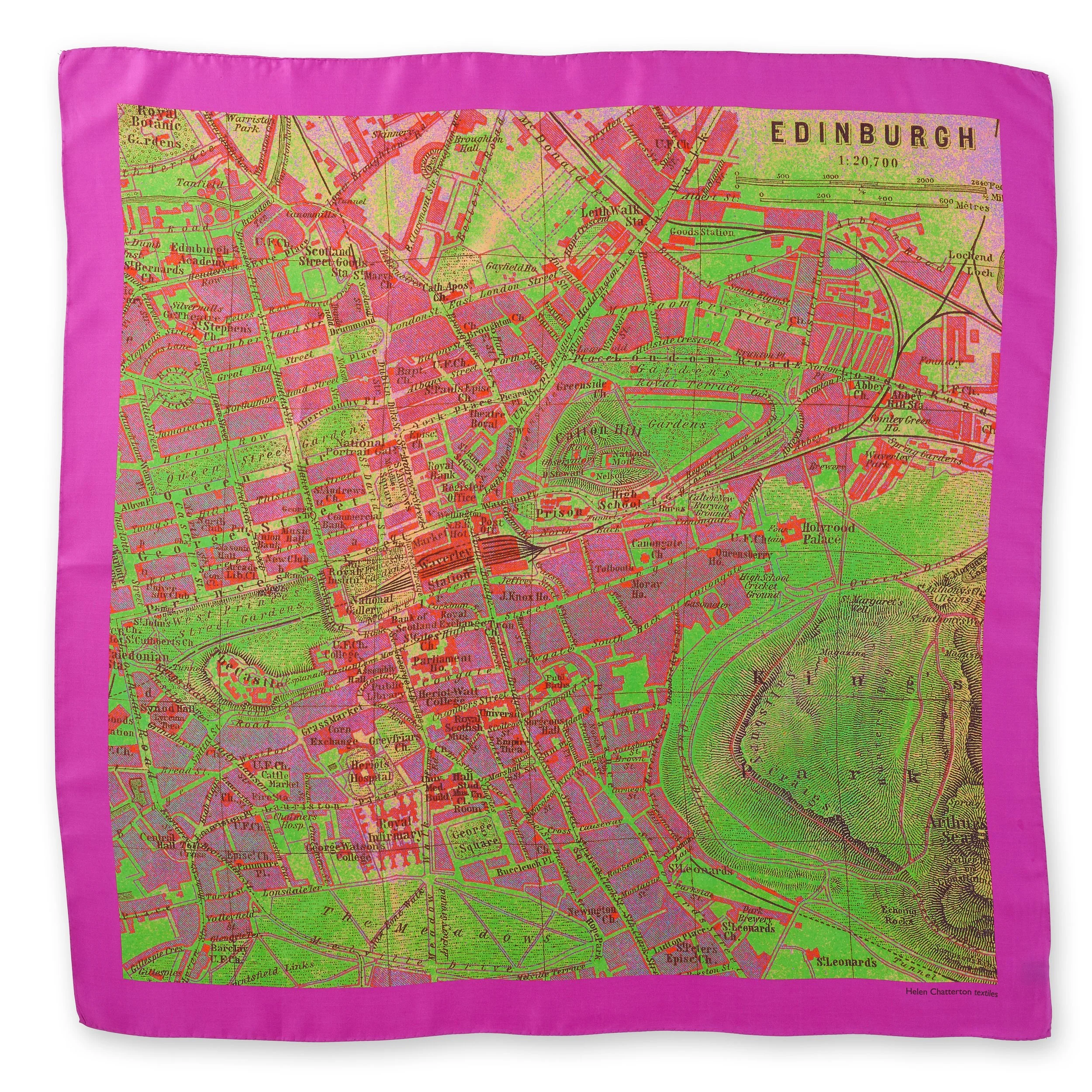 Helen Chatterton textiles CIty on Cloth silk scarf Edinburgh Pink